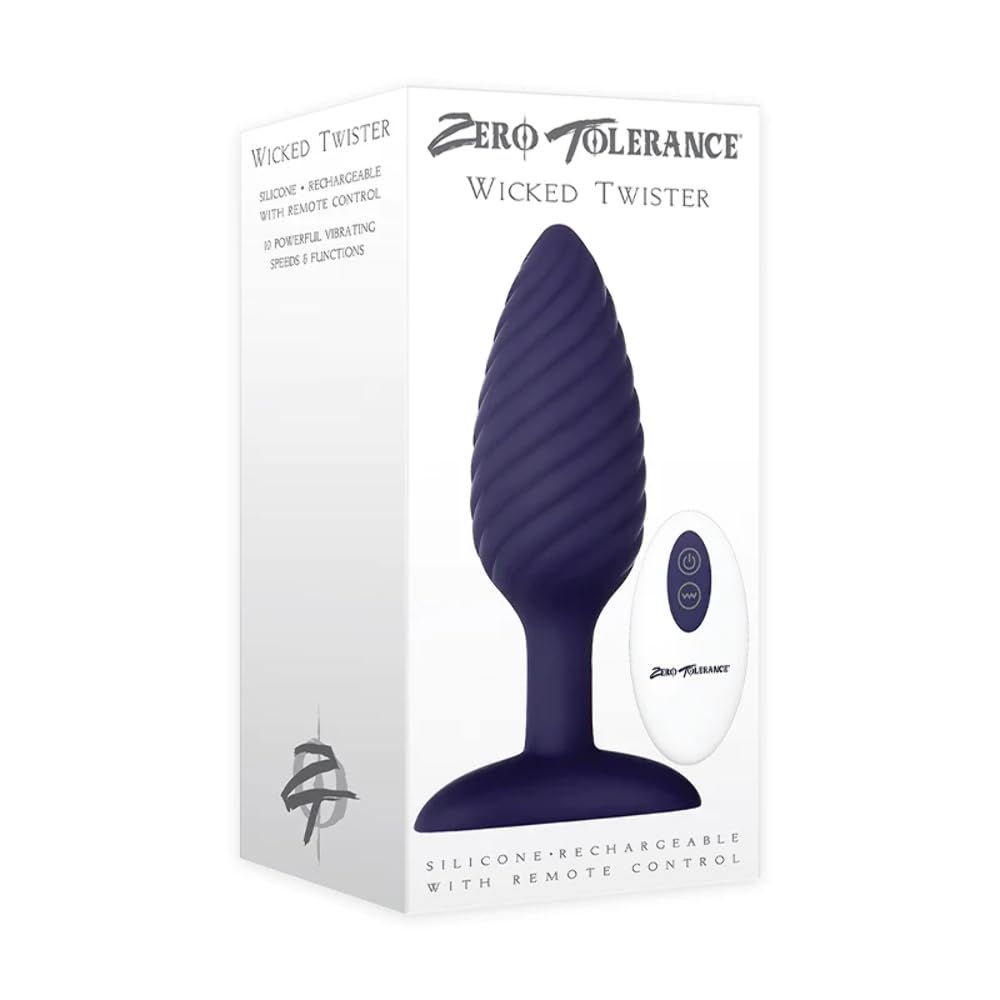 Zero Tolerance Wicked Twister Remote Control Vibrating Waterproof Rechargeable Silicone Butt Plug - Purple - Perfect for Couples Play, BDSM, and Solo Pleasure