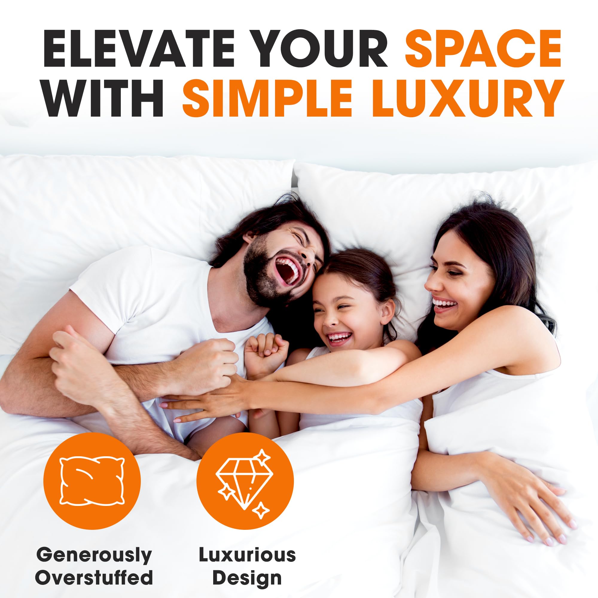 Premium Down Alternative Bed Pillows Set of 4 - Hotel Quality Standard Size Soft Pillows for Side, Back & Stomach Sleepers | Breathable & Hypoallergenic for Restful Sleep | Perfect for Guest Rooms, Master Bedroom & Airbnb