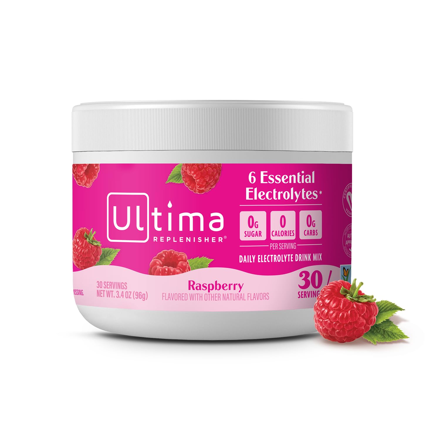 Ultima Replenisher Electrolyte Powder - Raspberry Flavor | Hydration Boost for Workouts, Travel & Daily Wellness | Sugar-Free Electrolyte Drink Mix