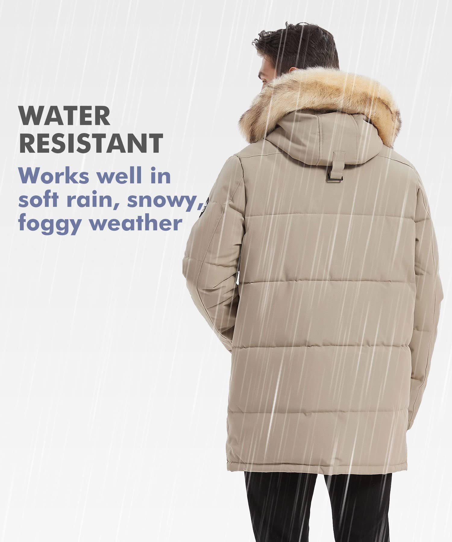 PUREMSX Men's Winter Coat - Windproof Insulated Thick Padded Parka Jacket for Cold Weather, Outdoor Activities & Daily Wear