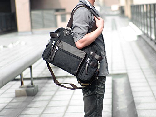 Durable Canvas Messenger Bag for Men - Travel, Work & Gym Shoulder Bag - Casual & Sporty Backpack (Black) - Perfect for Commuting, Outdoor Adventures & Daily Use