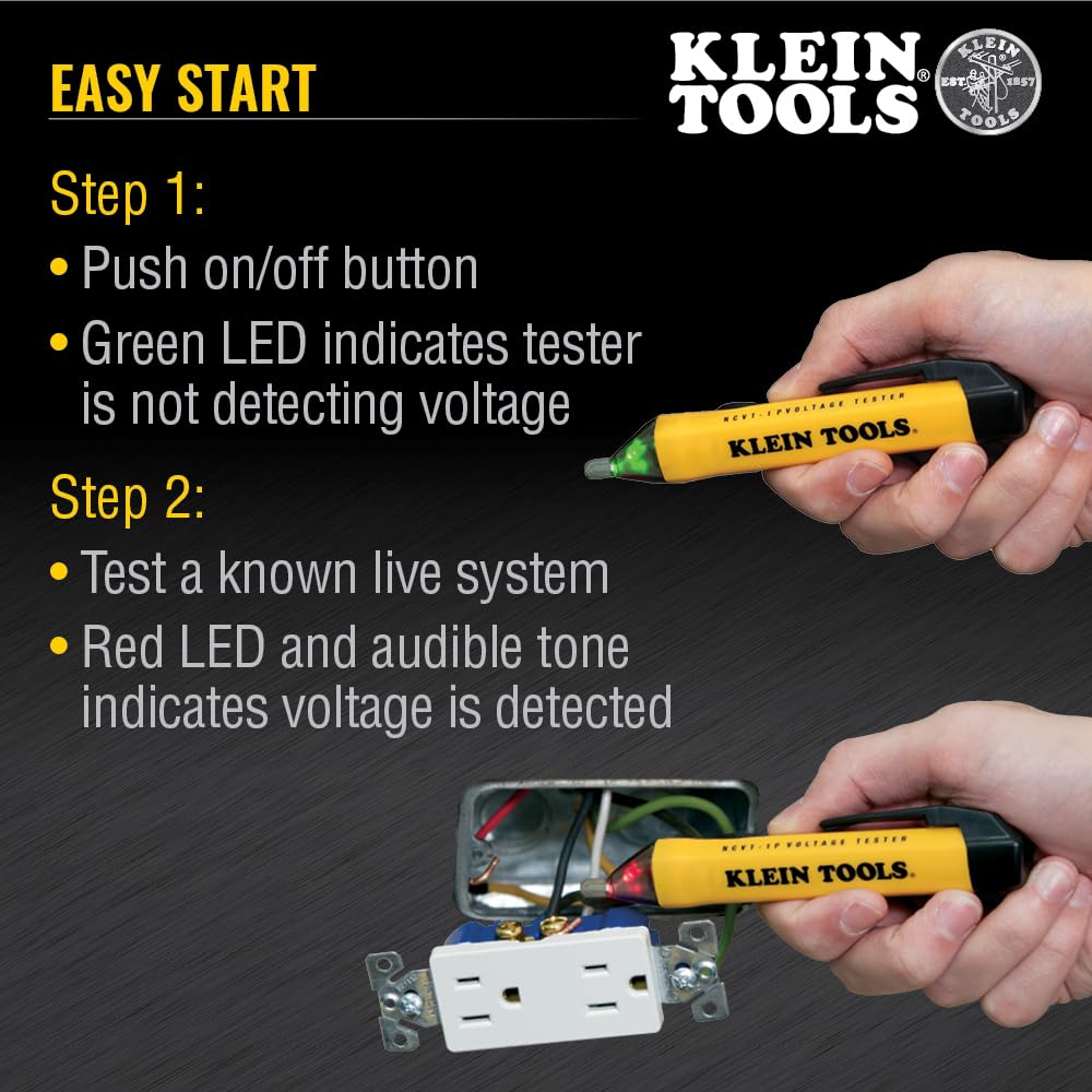 Klein Tools NCVT1PKIT Non-Contact Voltage Tester Kit (50-1000V AC) with GFCI Outlet Tester - 2-Piece Electrical Testing Set for Home, Electricians & DIY Projects