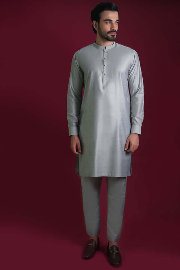 Premium Ash Grey Kurta Pajama Set for Men - Comfortable Cotton Ethnic Wear for Festivals, Weddings & Casual Outings