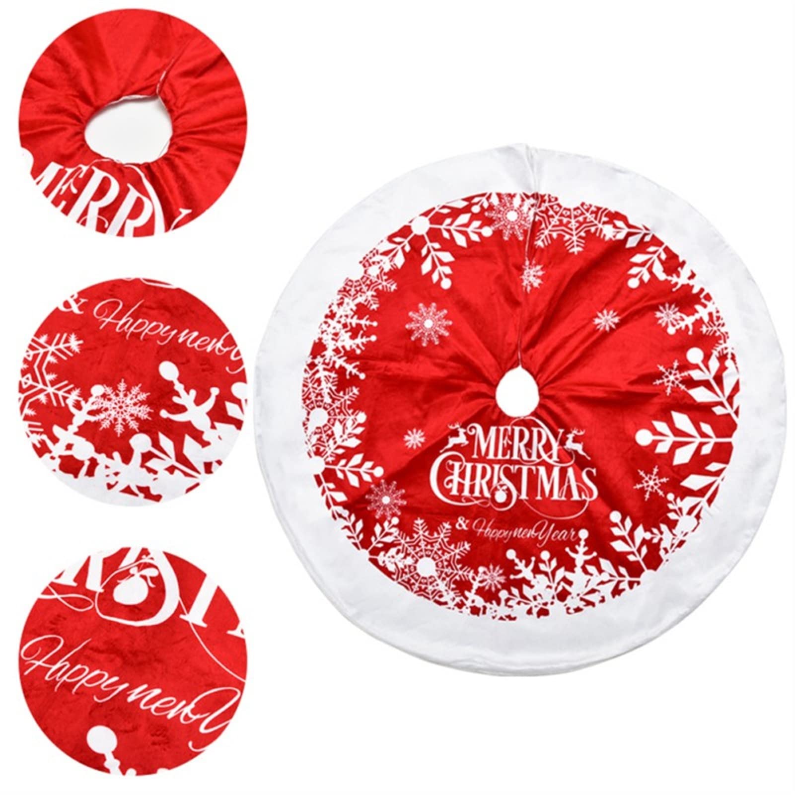 CAREG Christmas Tree Skirt - Super Soft Red Cloth with Festive Print for Holiday Decorations | Perfect for Christmas Tree Base, Home Decor, and Holiday Party Supplies