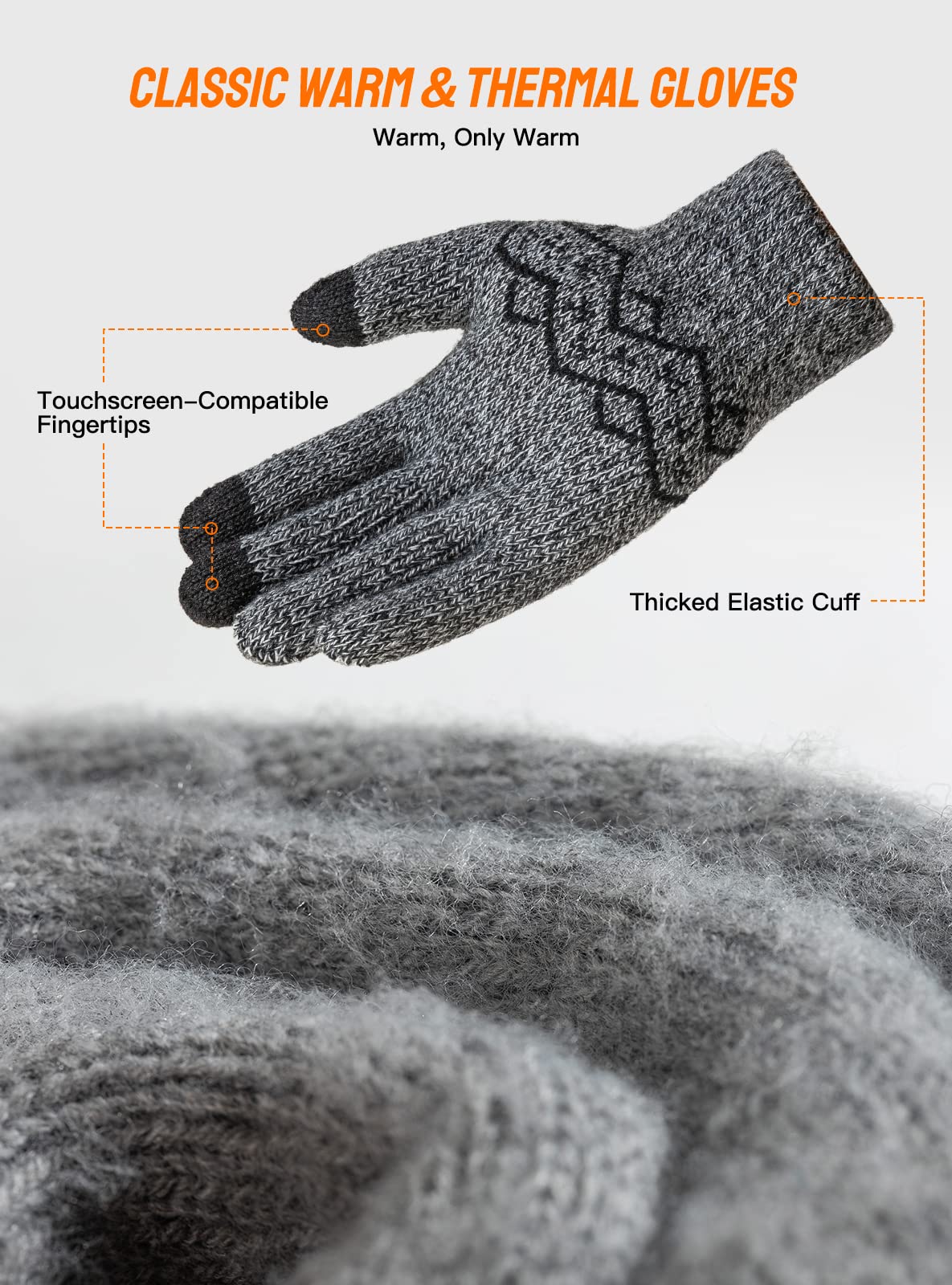 Trendoux Thermal Winter Gloves for Women & Men - Thick Knit Touchscreen Running Gloves (-20°F Cold Weather) - Perfect for Skiing, Hiking, and Outdoor Activities