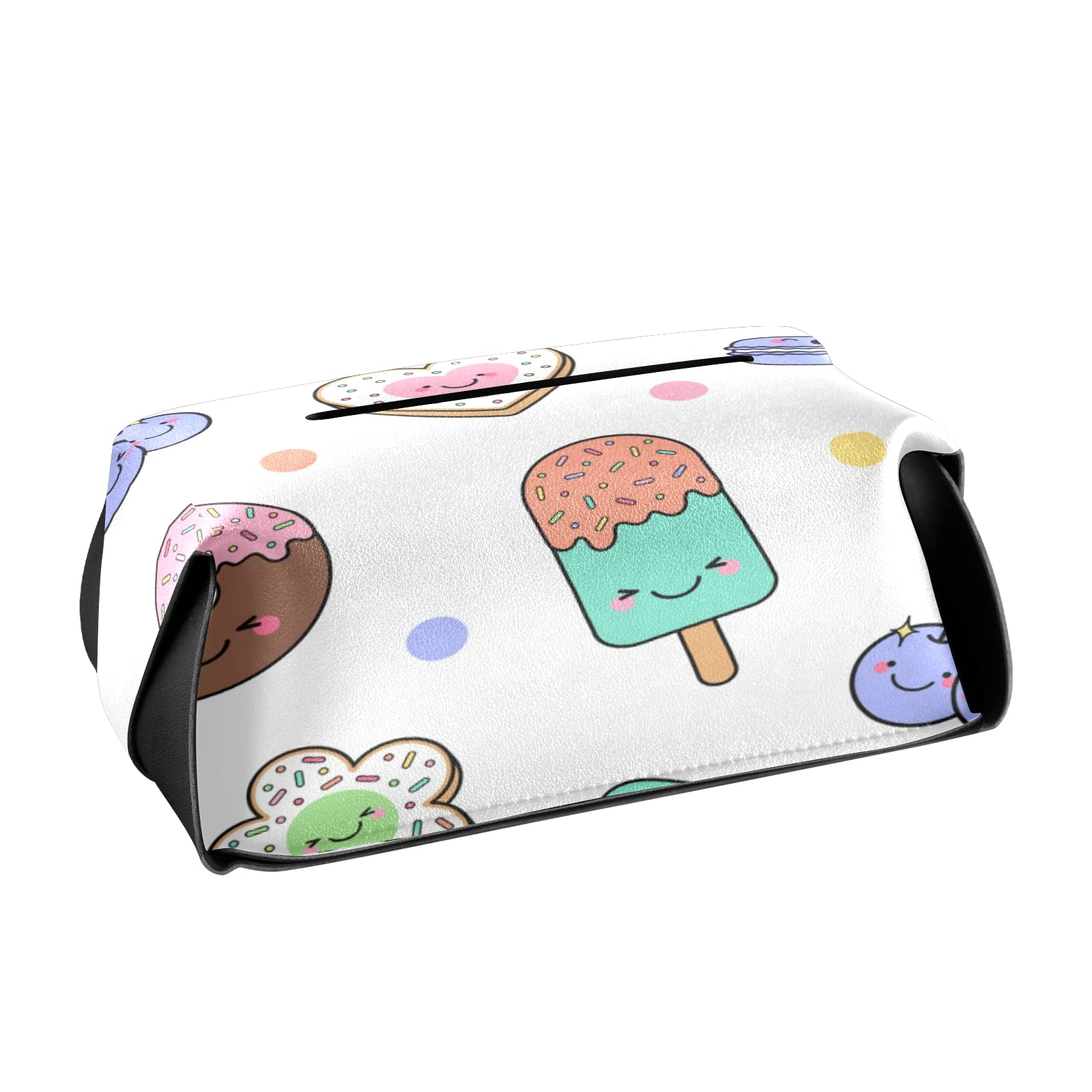 Cute Cartoon PU Leather Tissue Box Cover - Rectangle Decorative Holder for Bathroom, Nightstand, Office & Car | Home Decor Organizer for Living Room, Bedroom & Office Desk