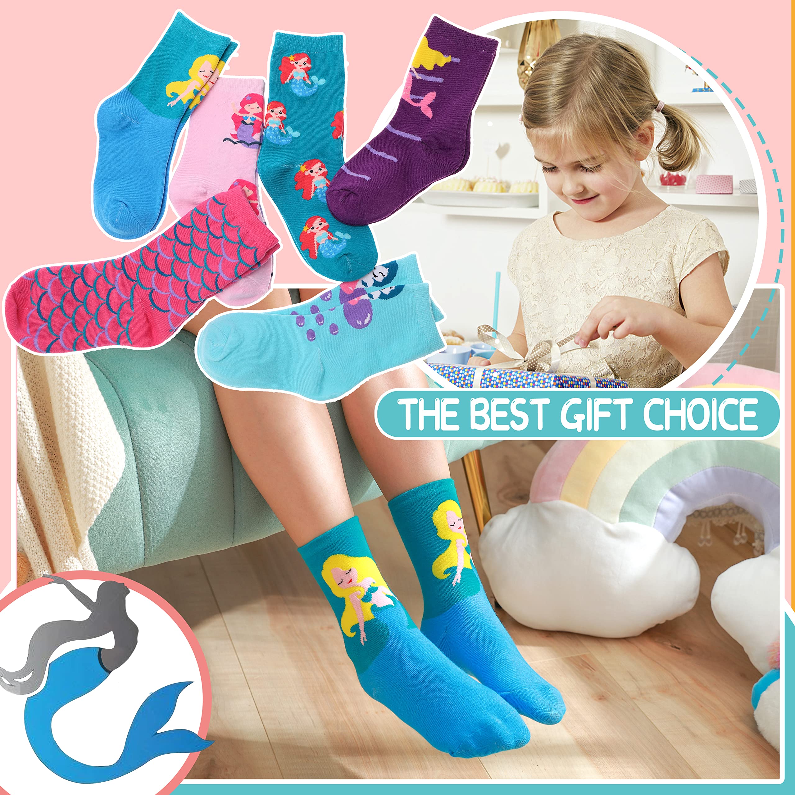 Soft Cotton Kids Girls Socks - 6 Pairs Cute Animal Pattern Novelty Socks for School, Play & Everyday Wear