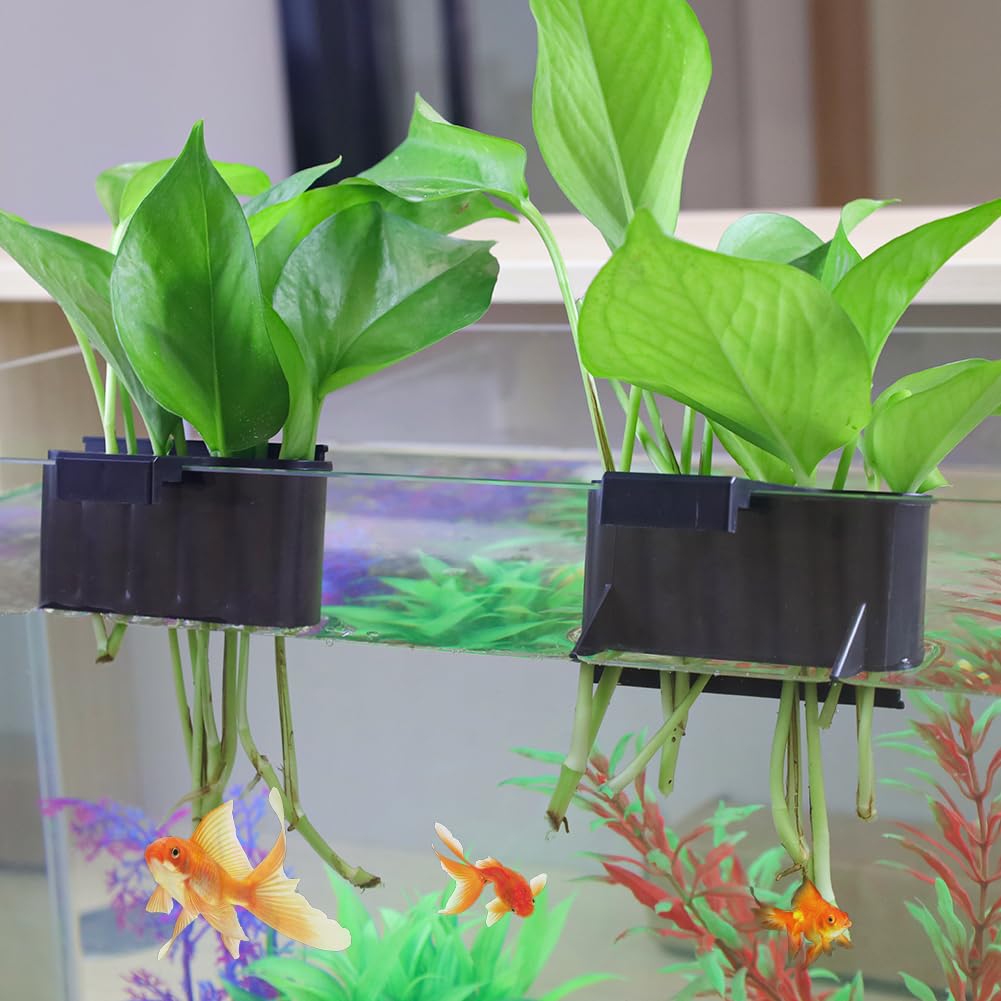 Aquarium Plant Holder - Plastic Fish Tank Plant Holder with Suction Cups, Hanging Aquarium Planter Cup for Live Aquatic Plants - Perfect for Betta Fish Tanks, Aquascaping & Freshwater Aquariums
