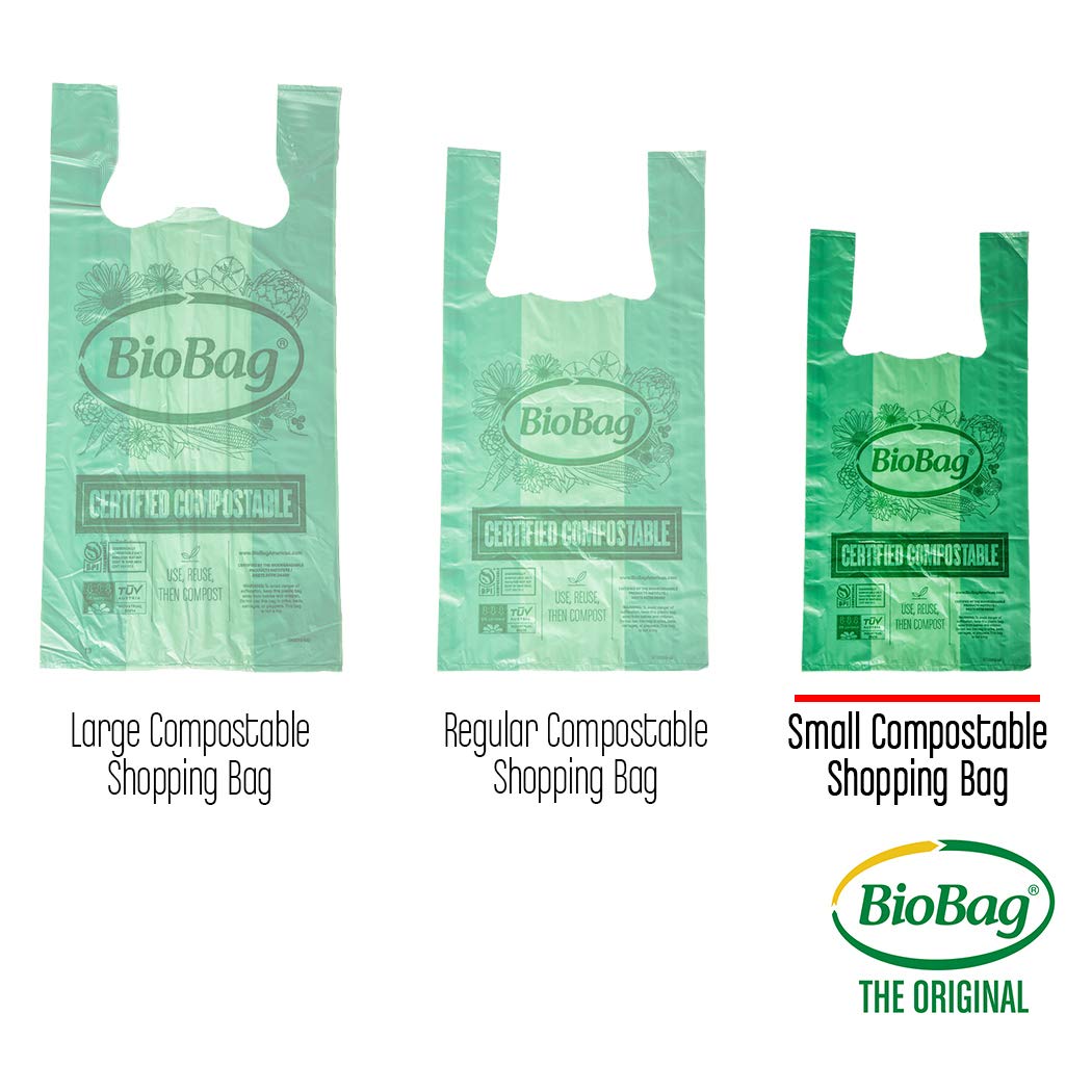 BioBag (USA) 100% Certified Compostable Shopping Bags - 10 lb Capacity, 600 Count Small Eco-Friendly Bags for Groceries, Farmers Markets & Restaurants | Perfect for Sustainable Shopping, Food Storage & Waste Reduction