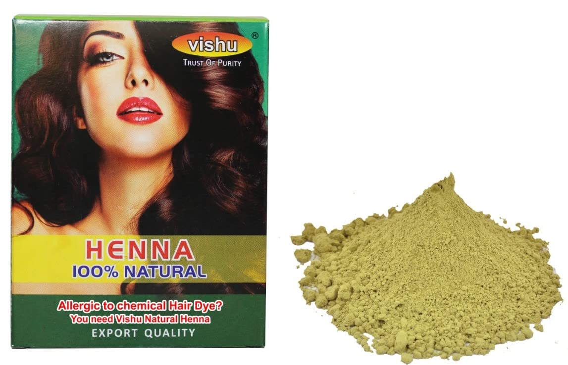 SP Vishu 100% Organic Natural Henna Powder for Hair - 2 Pack (400g) Pure Mehendi Powder for Grey Hair Coloring, Conditioning & Hand Tattoo Designs | Chemical-Free | Safe for All Hair Types | Perfect for DIY Hair Care & Body Art