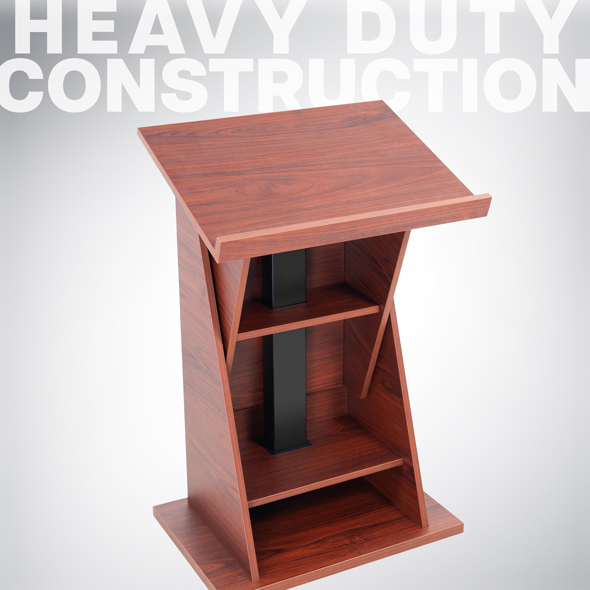Dark Walnut Adjustable Height Podium Stand - Perfect for Lectures, Presentations & Public Speaking - Ergonomic & Durable Design for Classrooms, Churches & Events