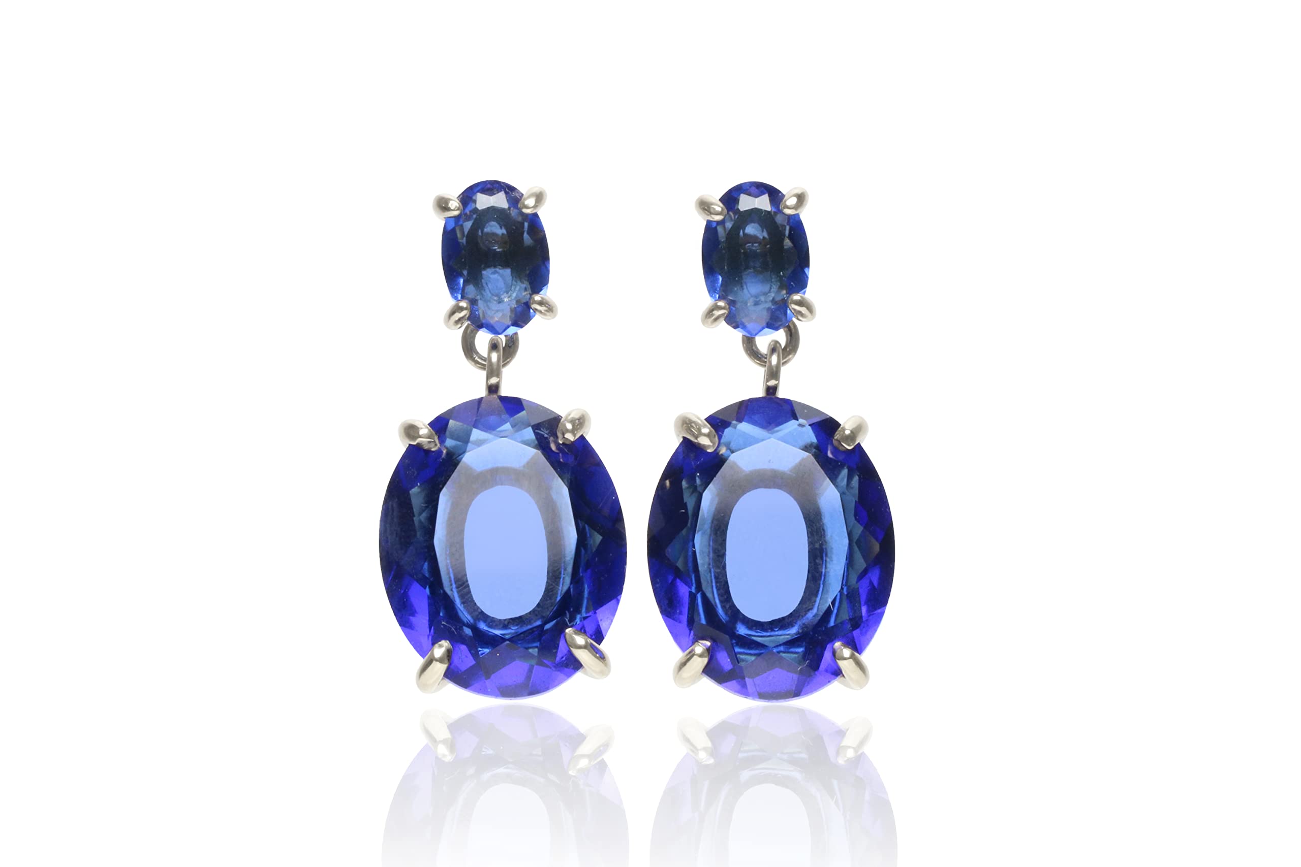 Artisan Sapphire Earrings - Elegant Long Dangle Earrings, September Birthstone Jewelry, Wedding & Bridal Earrings - Luxury Statement Jewelry Gift for Women, Mom, Sister, Wife (Gold/Silver Options) - Perfect for Anniversaries, Birthdays & Special Occasions