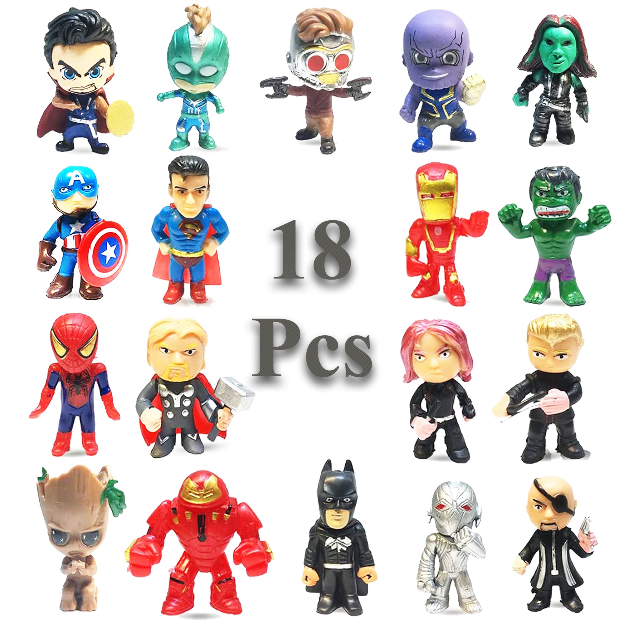 Superhero Mini Figures Toy Set - 18PCS Action Figure Toys for Kids, Superhero Party Favors, Easter Egg Cupcake Toppers - Perfect for Birthday Parties, Easter Celebrations & Playtime Fun
