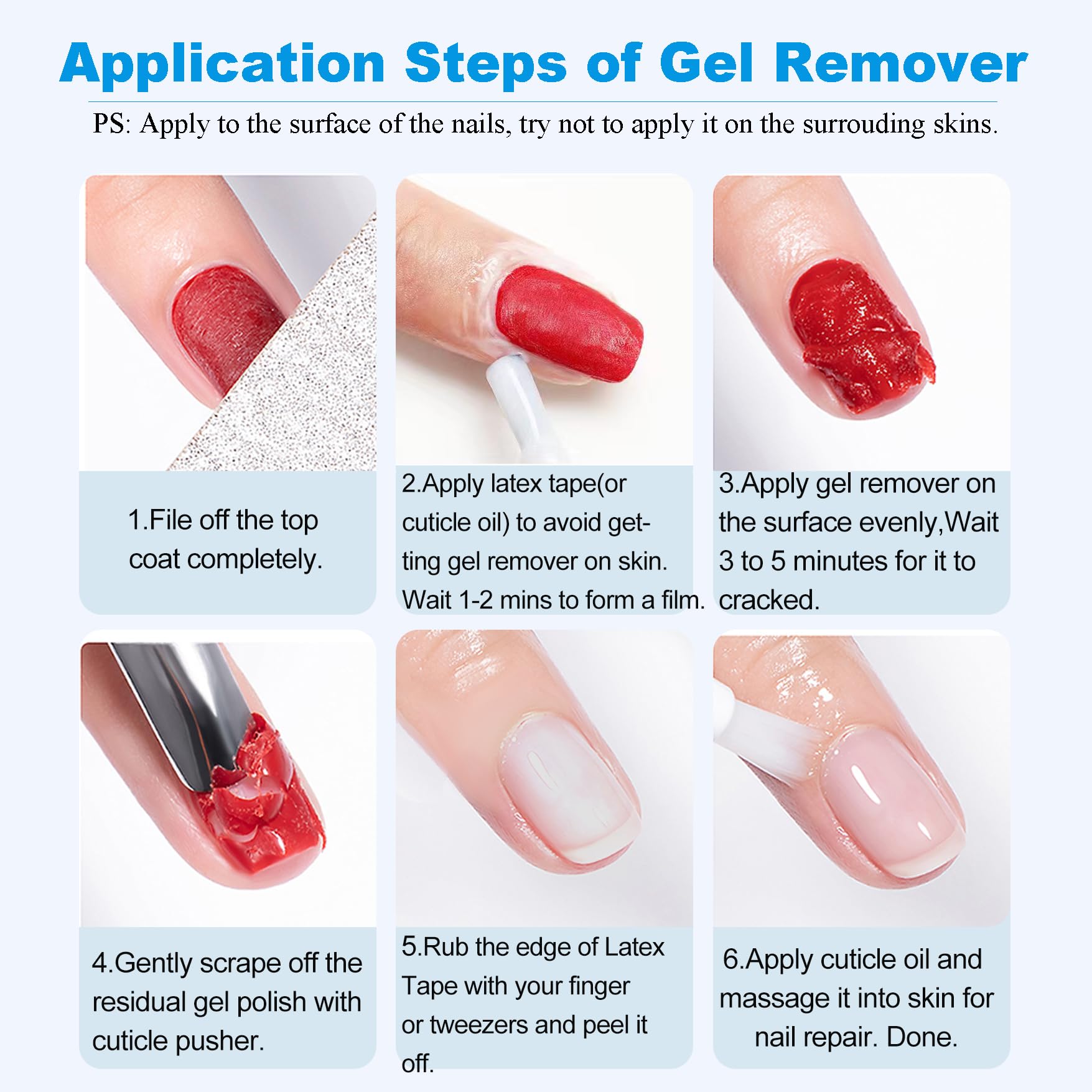 Quick Gel Nail Polish Remover Kit - 3-5 Minutes with Cuticle Oil & Tape for Salon & Home Use