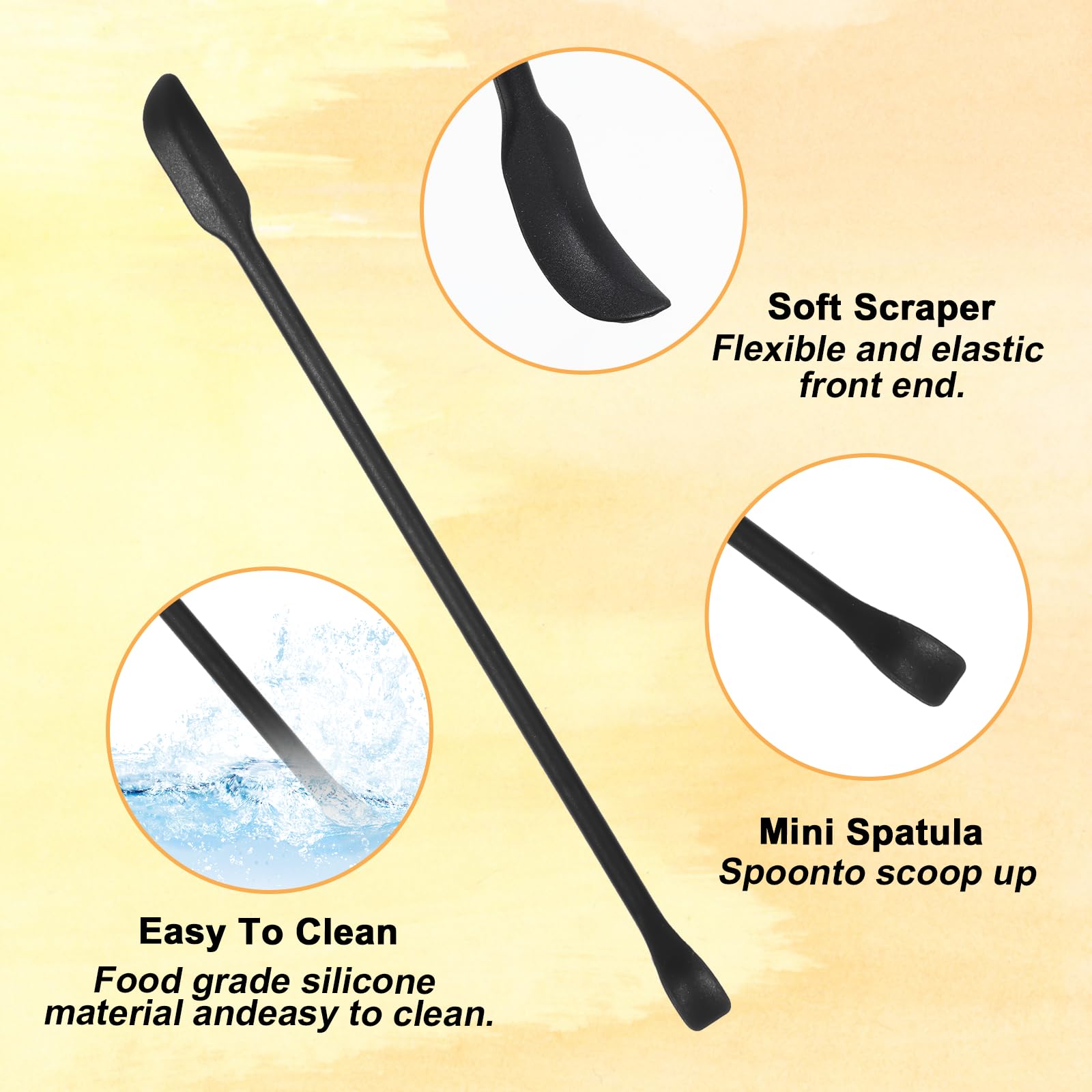 3-Piece Reusable Mini Silicone Spatula Set - Small Rubber Cosmetic & Lotion Spatulas - Tiny Makeup Stir Sticks for Jars, Bottles, Cans - Perfect for Kitchen, Beauty & DIY Skincare Products