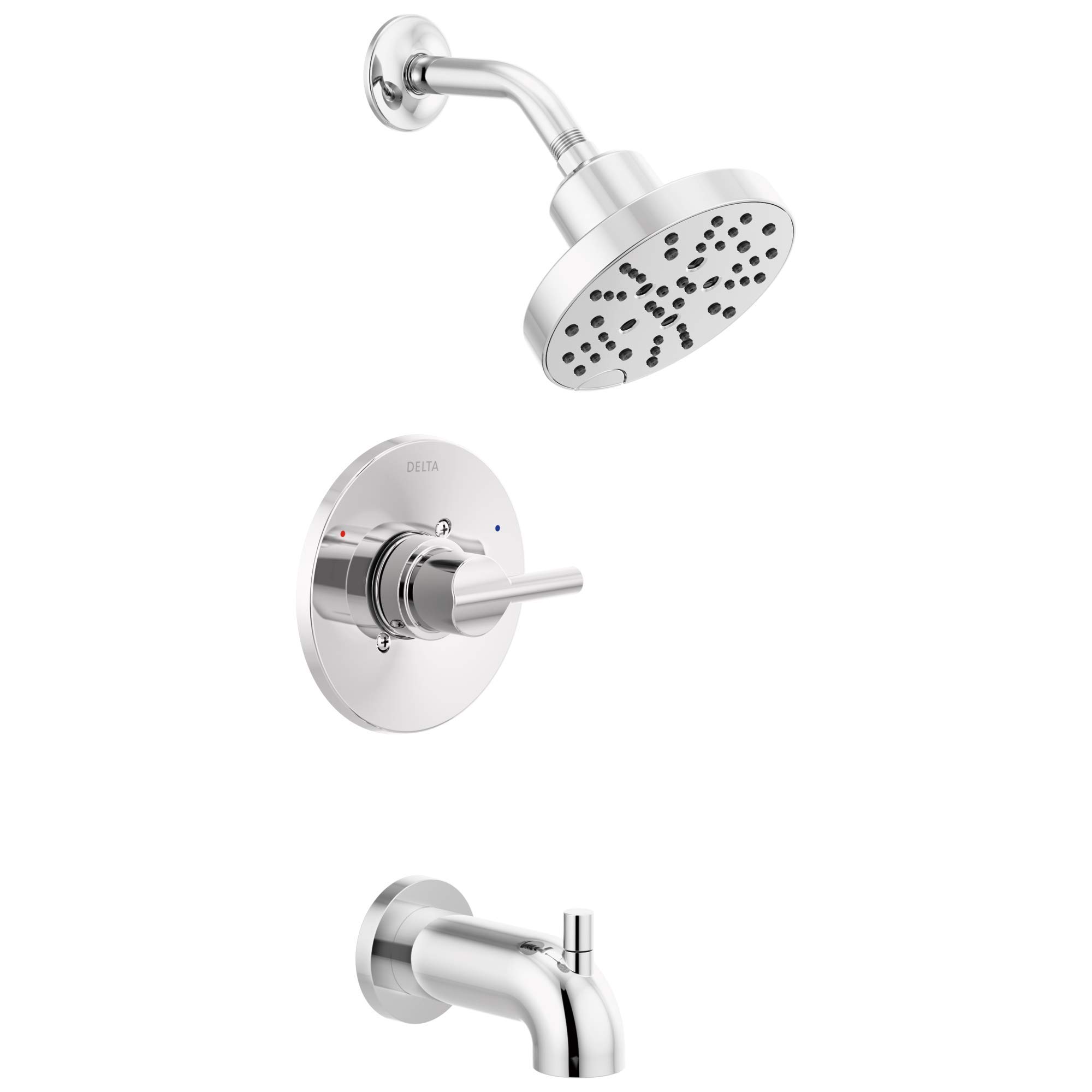 Delta Faucet Nicoli 14 Series Single-Handle Tub and Shower Trim Kit with 5-Spray H2Okinetic Shower Head - Chrome 144749 (Includes Shower Valve) - Perfect for Modern Bathroom Renovations and Spa-Like Shower Experiences