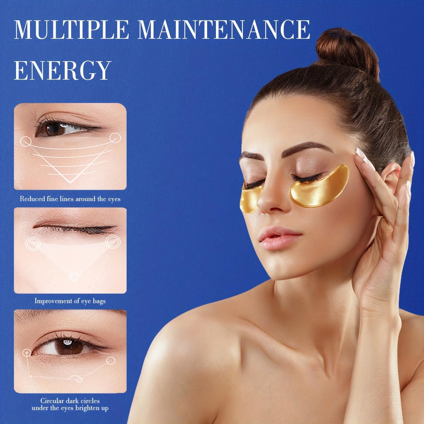 **Retinol Collagen Eye Masks (30 Pairs, Gold) – Anti-Wrinkle & Brightening Under Eye Treatment for Dark Circles & Puffiness – Skincare for Men & Women – Perfect for Night Routine & Travel**