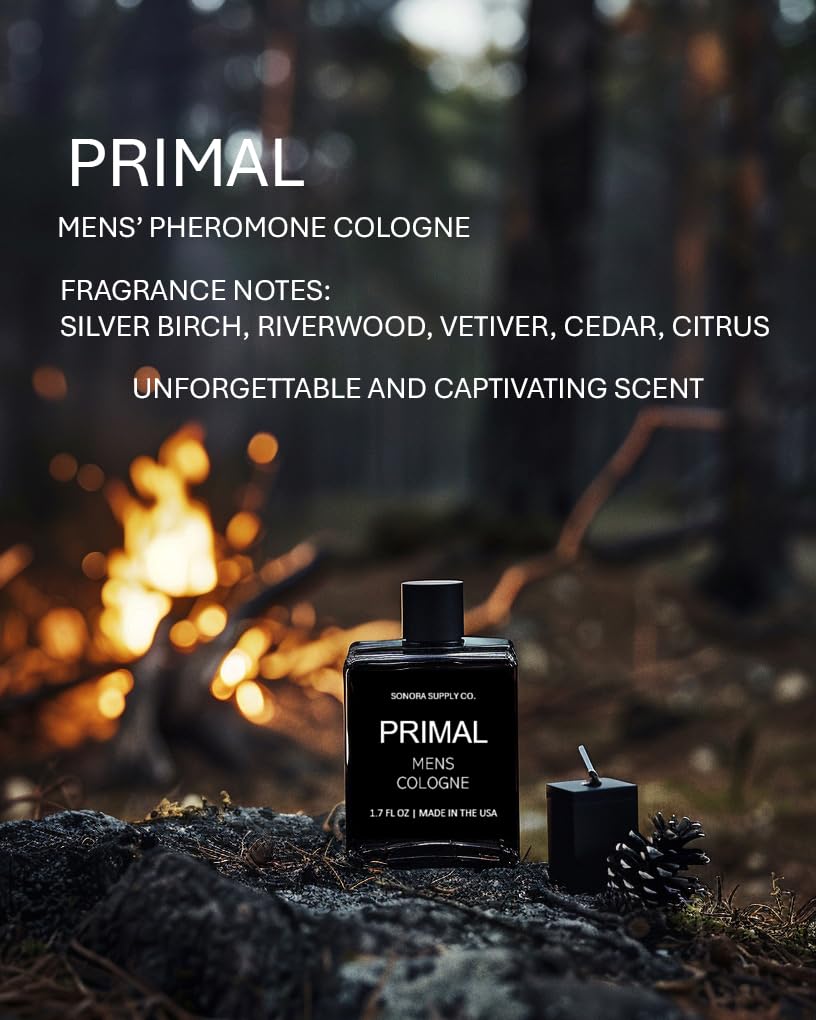 PRIMAL Men's Pheromone Cologne - Attract & Seduce with Raw Masculine Scent | Long-Lasting Fragrance for Dating, Nightlife & Confidence Boost