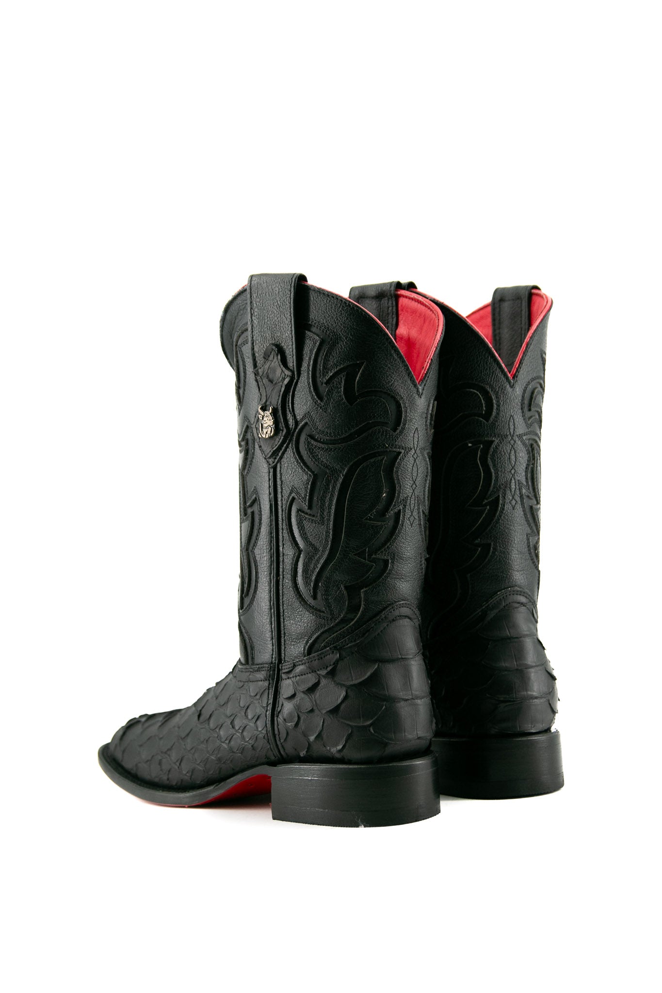 Shelby Python Red Bottom Square Toe Cowboy Boots for Men - Western Style Leather Boots with Exotic Snake Skin Design - Perfect for Rodeo, Country Music Festivals & Western Fashion