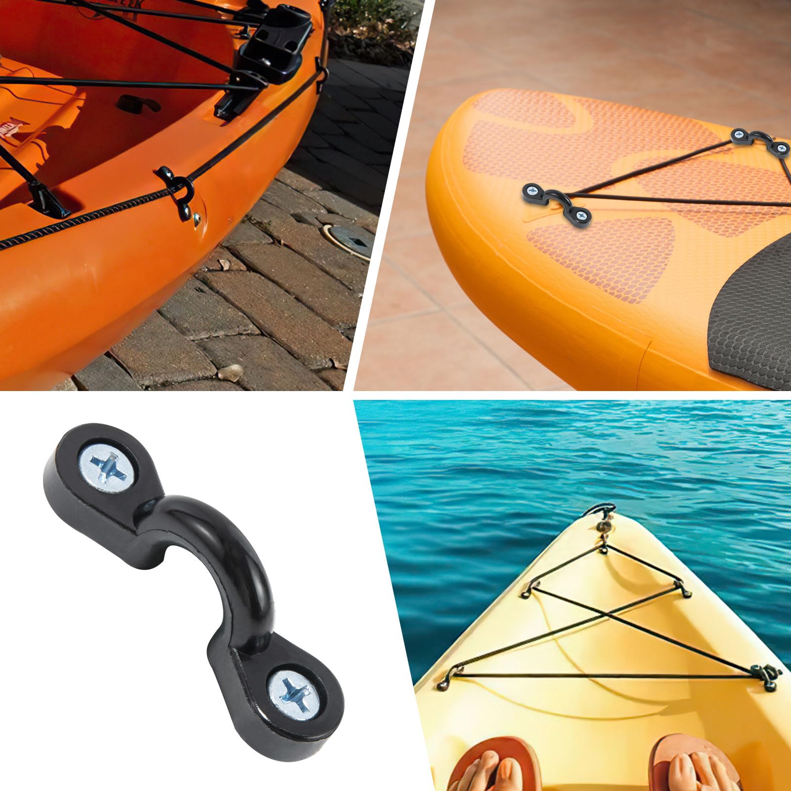 Goture Kayak Pad Eyes Kit - 10pcs/20pcs Stainless Steel Deck Loops with Screws, Heavy Duty Tie Down Hardware for Kayak & Boat Deck Rigging - Perfect for Kayak Accessories, Canoe Tie Downs and Marine Applications