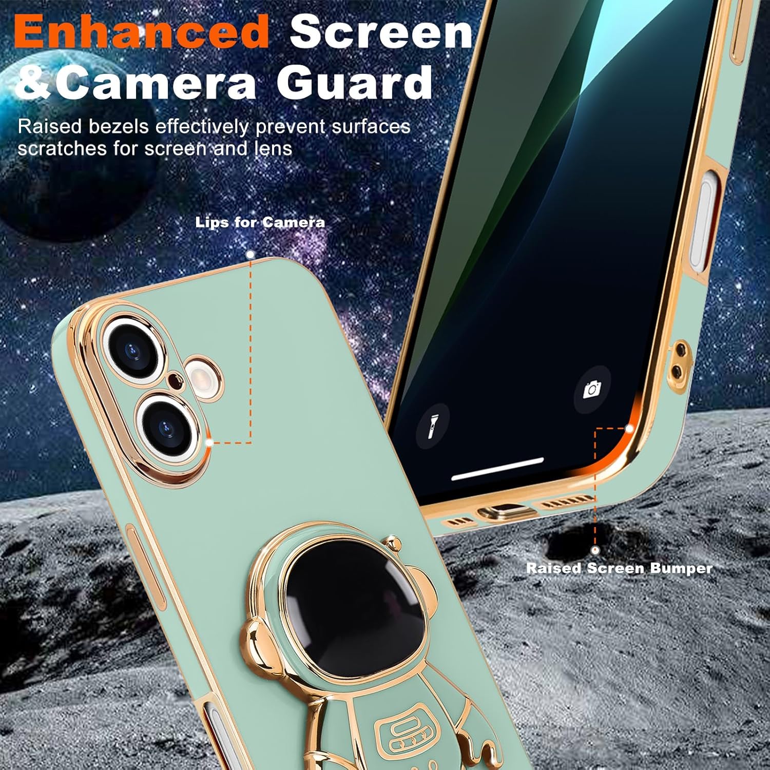 **3D Astronaut iPhone 16 Case - Cute Bling Soft Silicone Phone Cover in Hot Pink | Perfect for Everyday Protection & Stylish Outfits**