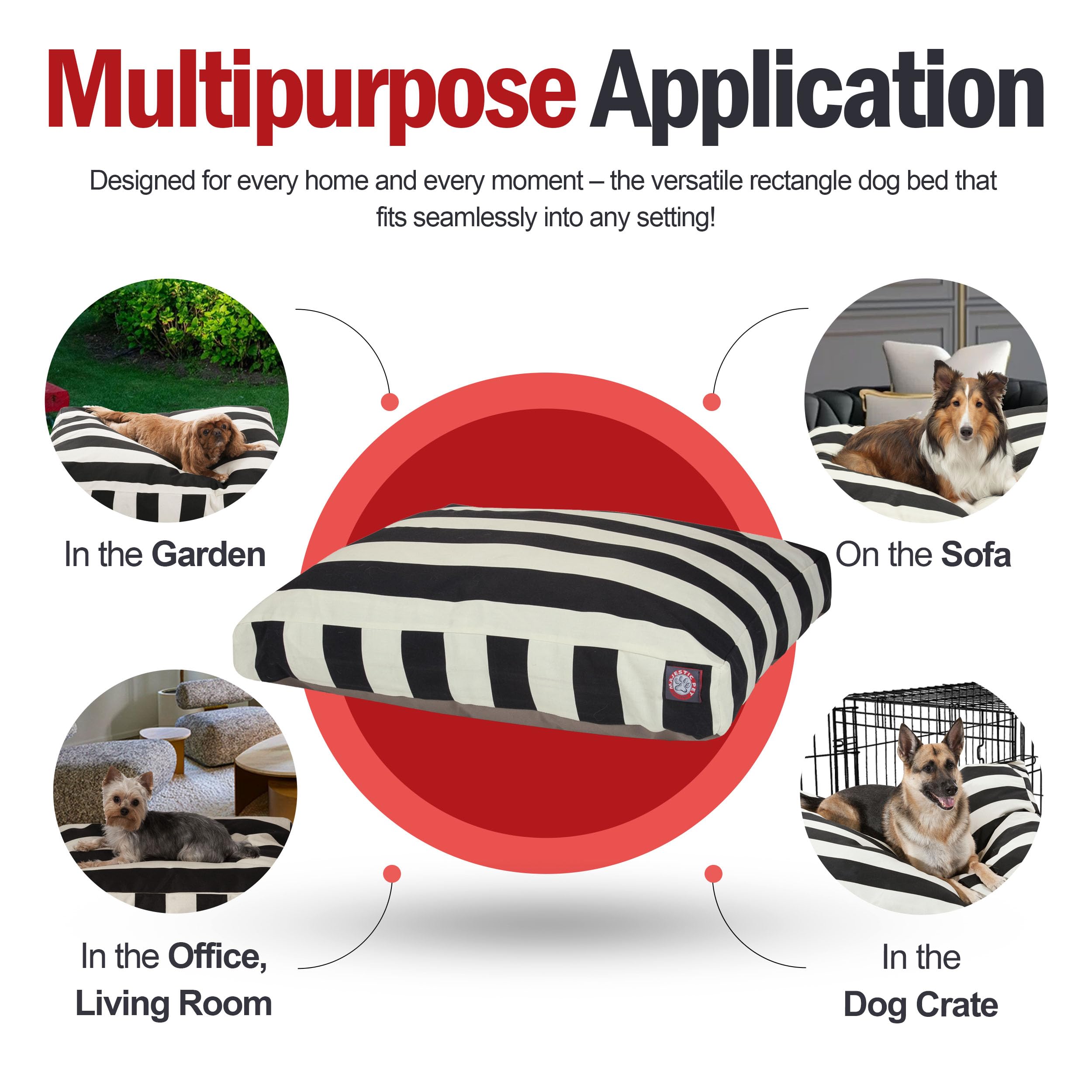 Majestic Pet Large Rectangle Washable Dog Bed – Non-Slip Comfortable Crate & Kennel Bed with Removable Cover – Extra Large 50x42x5 Inch Pet Bed for Sleeping – Perfect for Large Breed Dogs at Home or Travel – Black