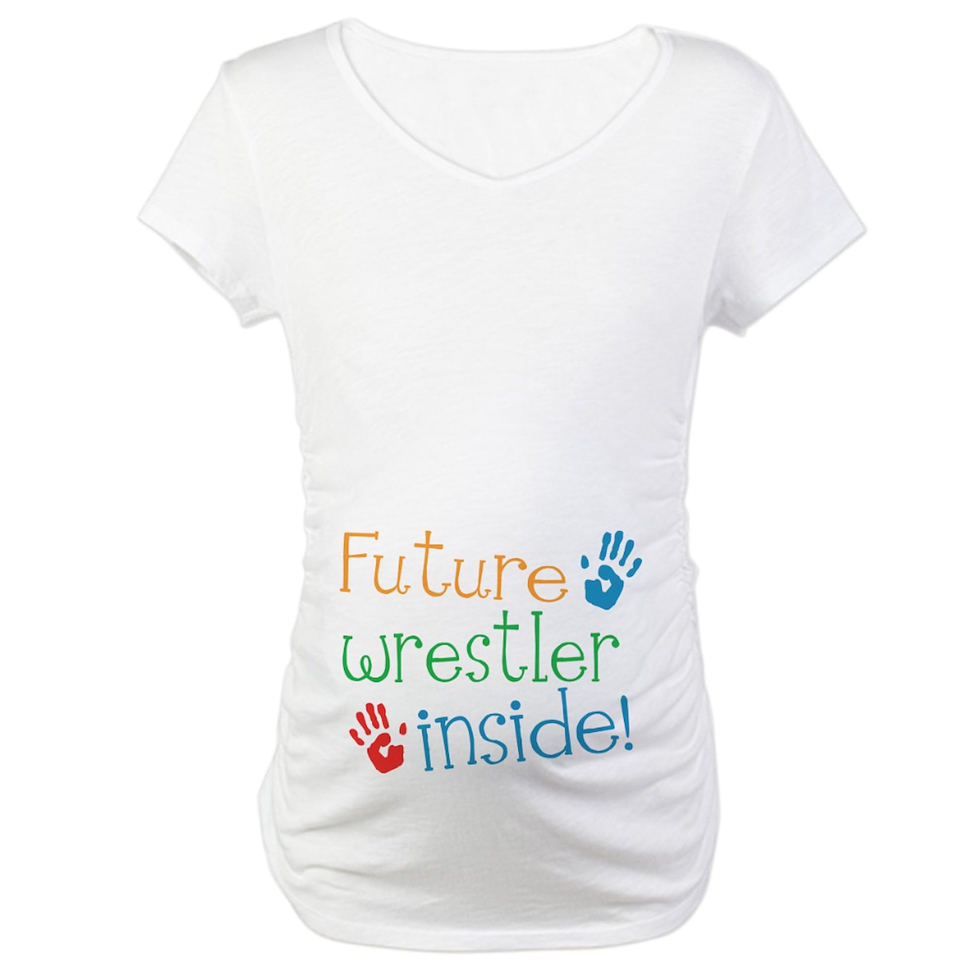 Wrestler Maternity T-Shirt for Women - Stretchable Ruched Side Design for Comfort During Pregnancy | Perfect for Maternity Photos, Baby Showers & Everyday Wear