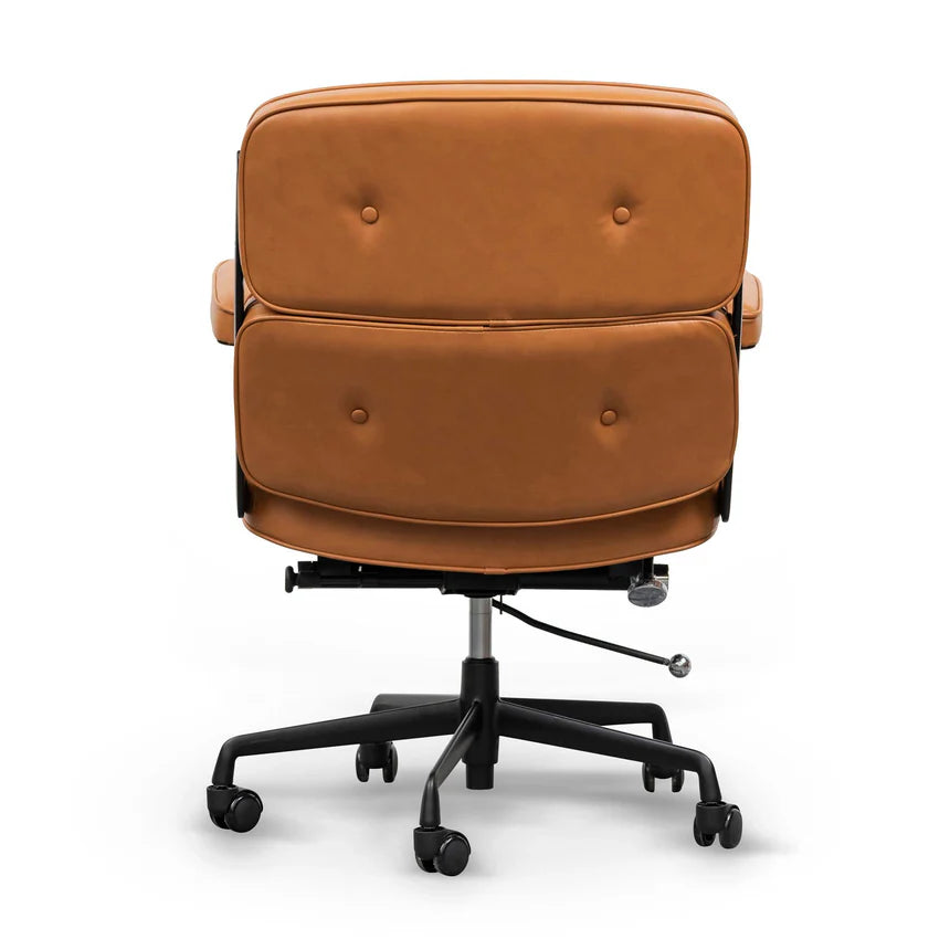 Ergonomic Adjustable Office Leather Chair - Honey Tan - Comfortable Executive Desk Chair for Home & Office Workspace