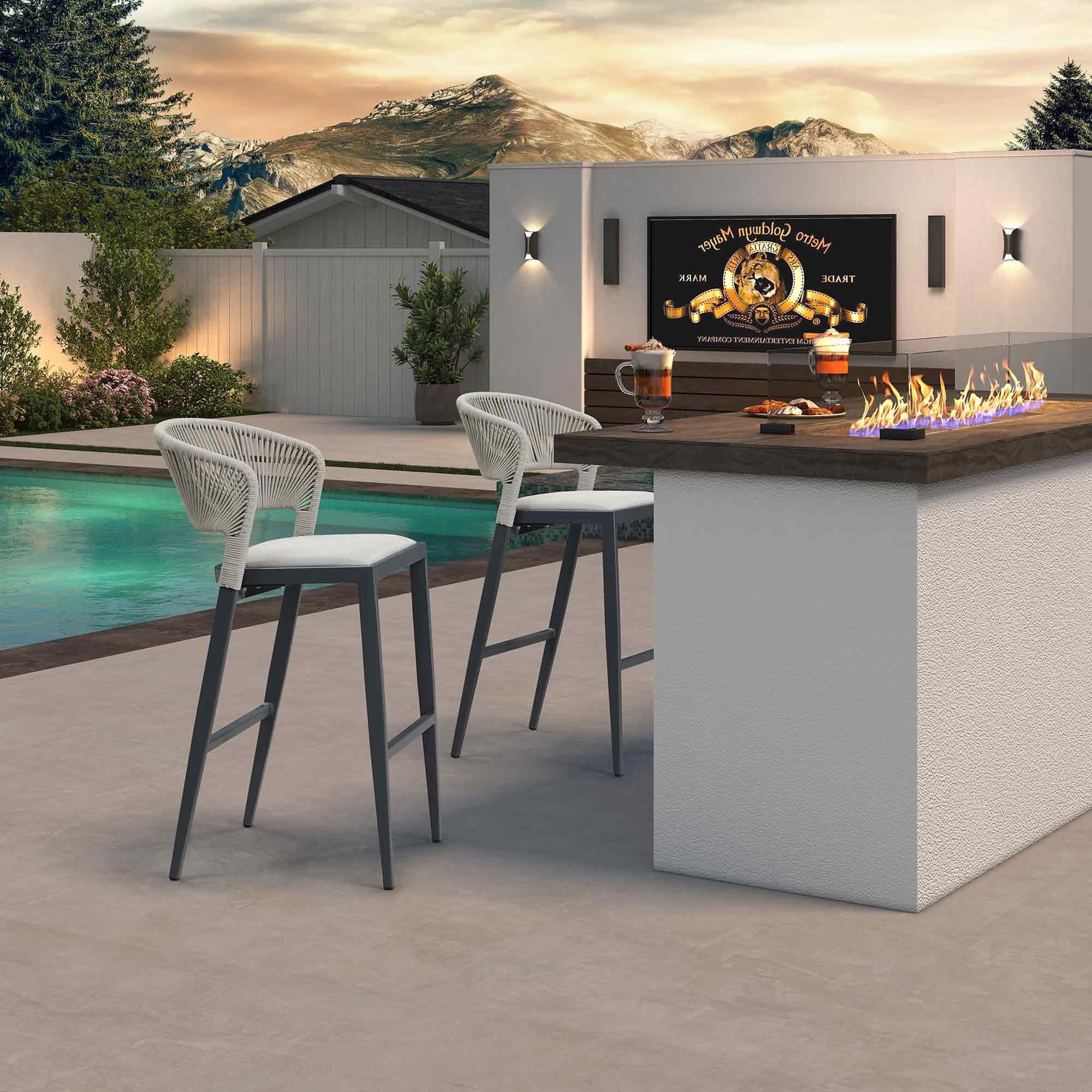 PURPLE LEAF 2-Pack Outdoor Bar Stools with Footrest - 30