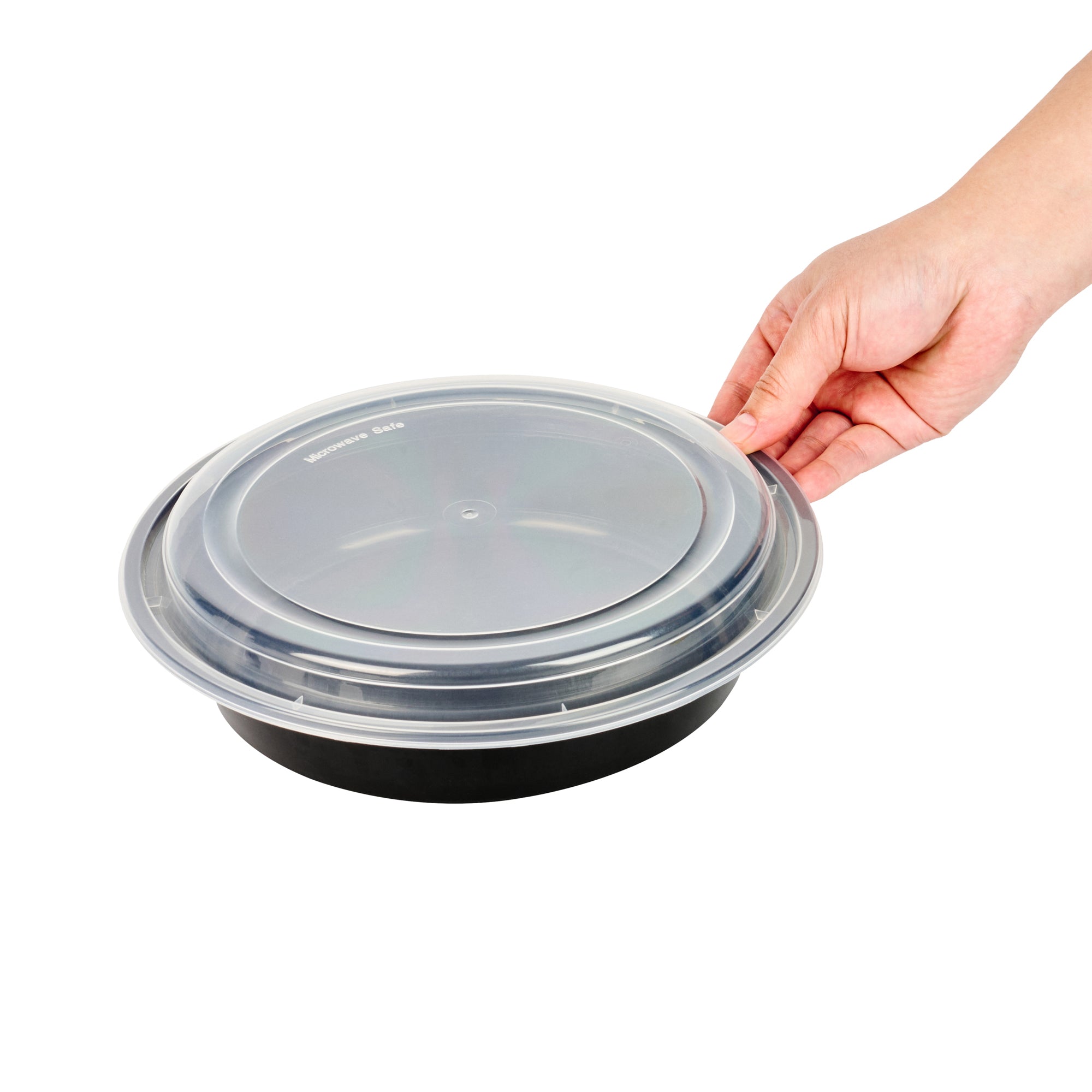 48 oz Black Plastic Food Storage Containers with Clear Lids - 50 Pack, 9x9x1.75 Inches, Microwave Safe To-Go Boxes for Meal Prep, Leftovers & Catering