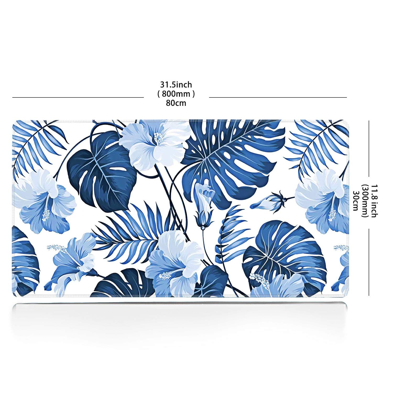 XXL Large Gaming Mouse Pad 31.5x11.8 Inches - Stitched Edge, Anti-Slip Rubber Base, Extended Computer Mouse Mat with Custom Palm Tree Banana Leaves Design - Perfect for PC Gaming, Office Work & Home Computer Setup