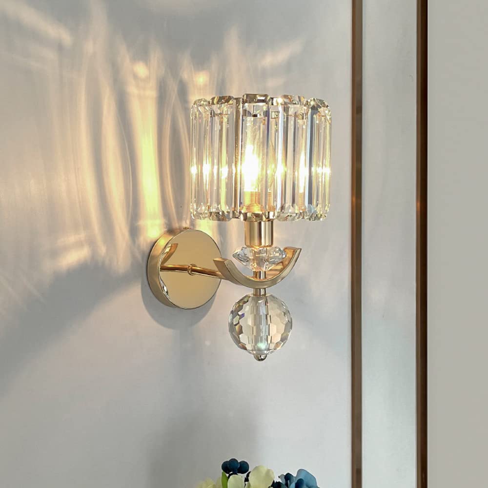 Modern Crystal Wall Sconce Lights - Elegant E14 Wall Lighting Fixtures for Living Room, Bedroom & Corridor | Decorative Home Lighting for Bedside, Hallway & Interior Design