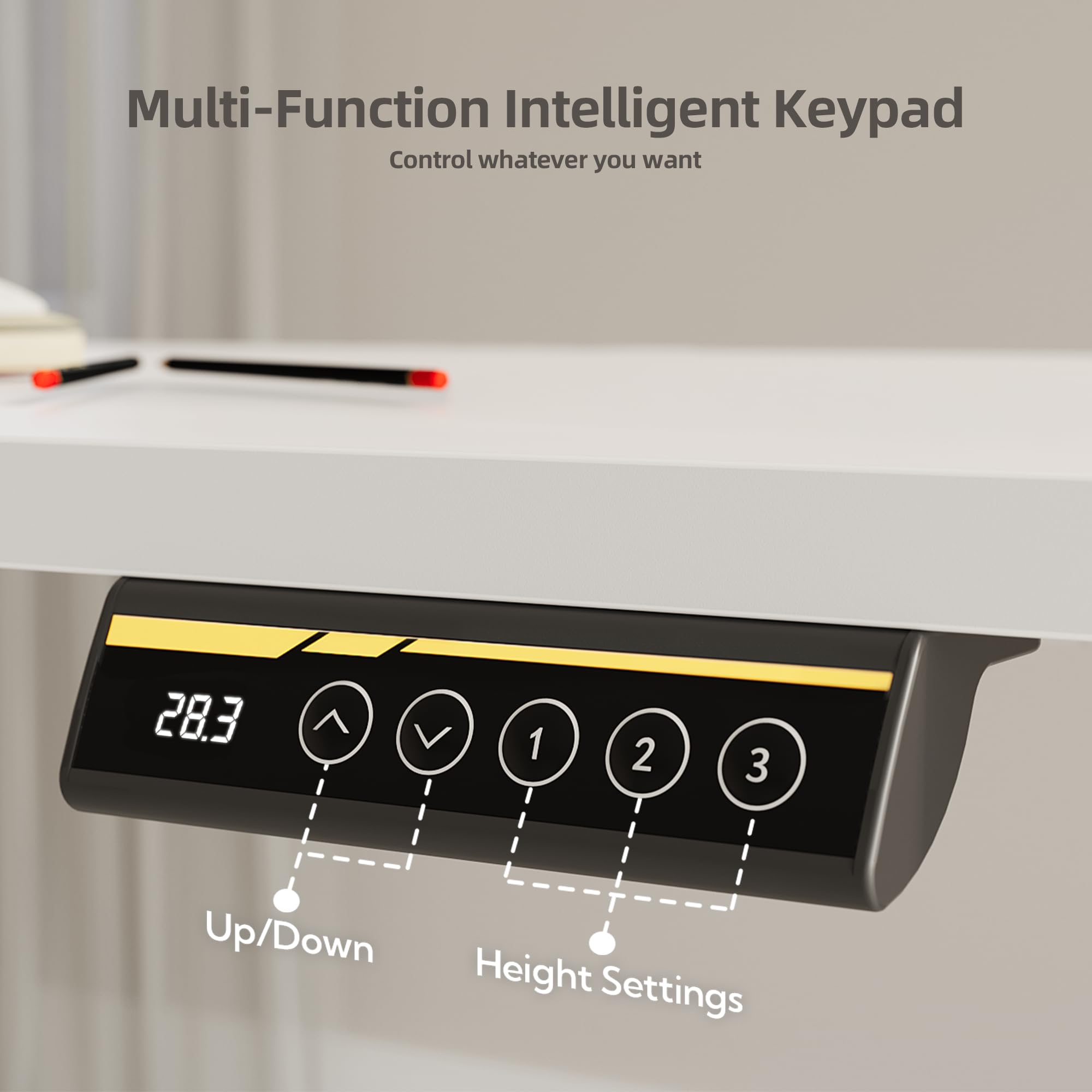 Claiks 48x24 Inch Electric Standing Desk - Adjustable Height, Spacious Storage Bag & Headphone Hook - White Sit Stand Desk for Home Office, Gaming & Study Workstation - Perfect for Remote Work & Ergonomic Workspaces