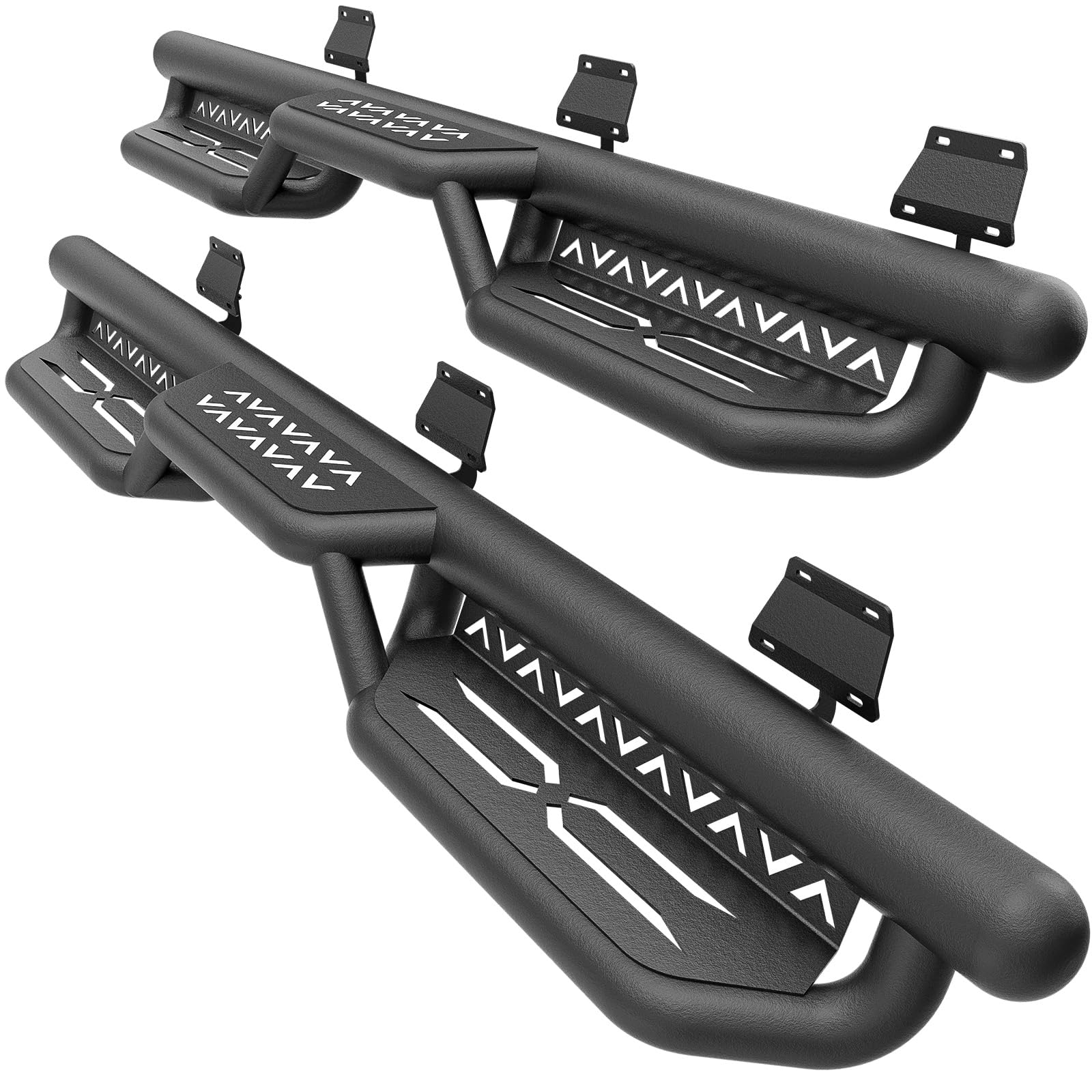2015-2025 Ford F150 & 2017-2025 Ford F250 F350 Super Duty Crew Cab Running Boards - SuperCrew Cab Compatible Side Steps with Two-Stair Design Nerf Bars (Fits 4 Full-Size Doors) | Off-Road Adventure & Daily Driving Side Steps