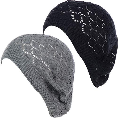 Lace Diamond Knit-2 Pack-charcoal Gray & Black