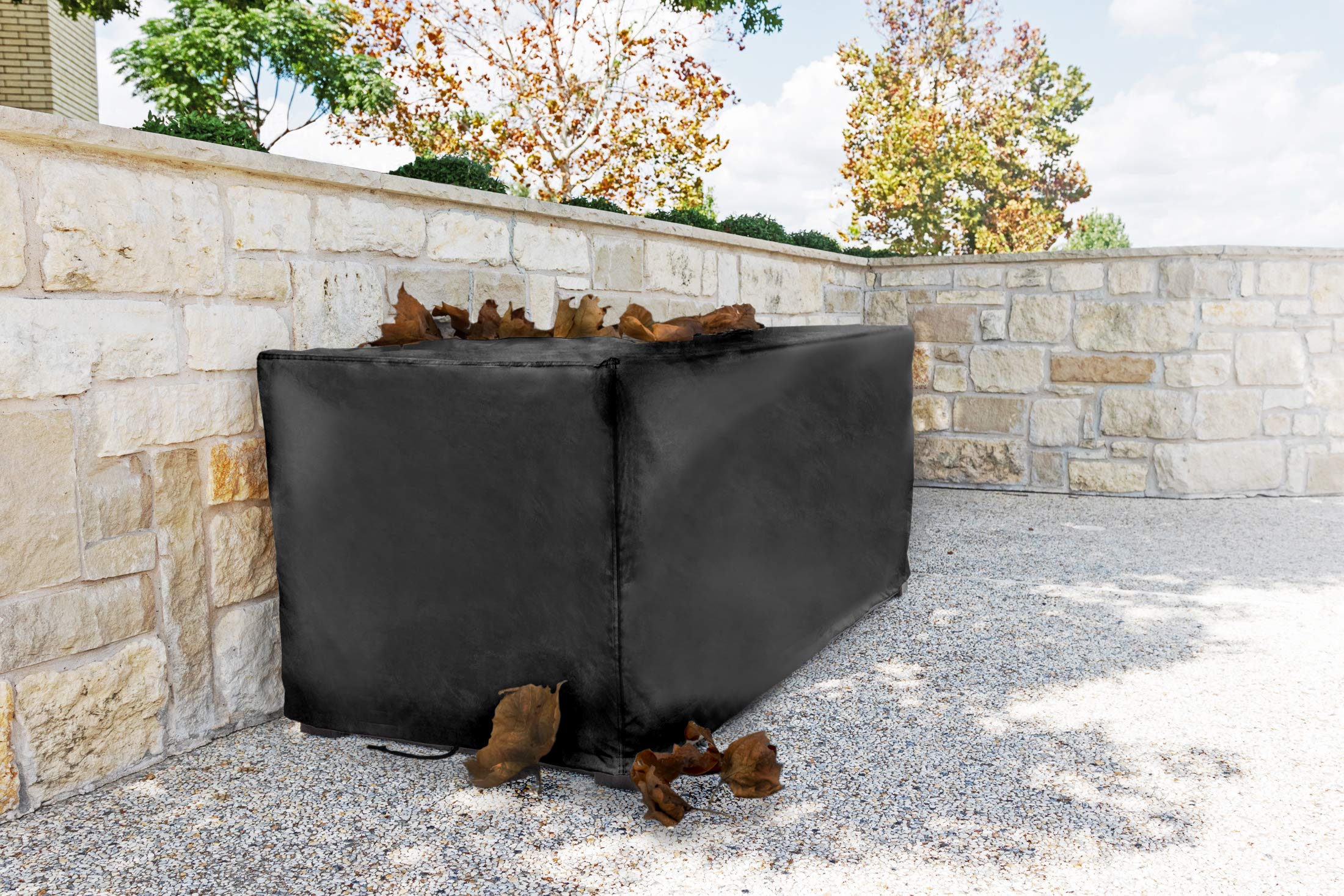 Sturdy All-Weather Deck Box Cover - Heavy Duty Waterproof Outdoor Storage Box Protector for Patio Furniture (Black, Medium Size) - Perfect for Backyard, Garden & Poolside Use
