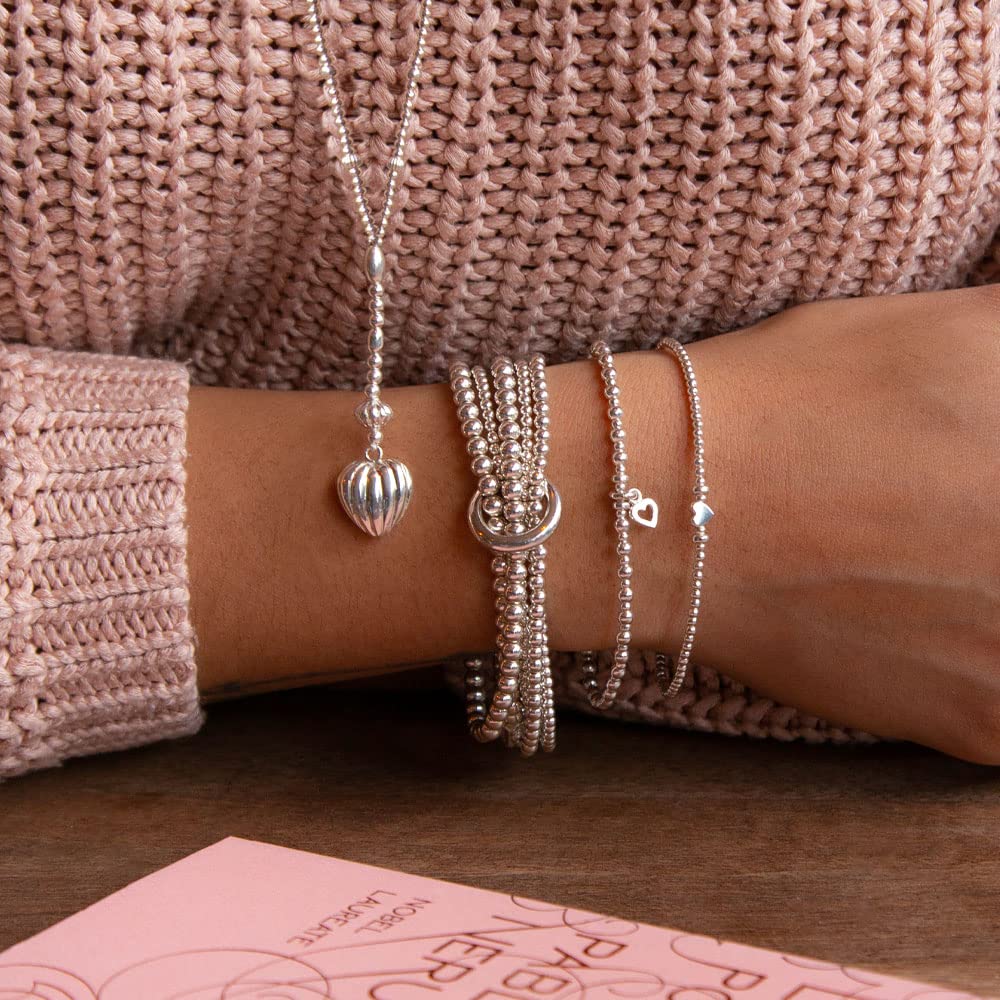 Annie Haak Love Stack Two Bracelets - 925 Sterling Silver Open Heart & Boxed Heart Charms - Anniversary, Mother's Day, Birthday Gift for Women/Wife/Friend - Handmade in UK Jewelry - Perfect for Romantic Occasions & Special Celebrations