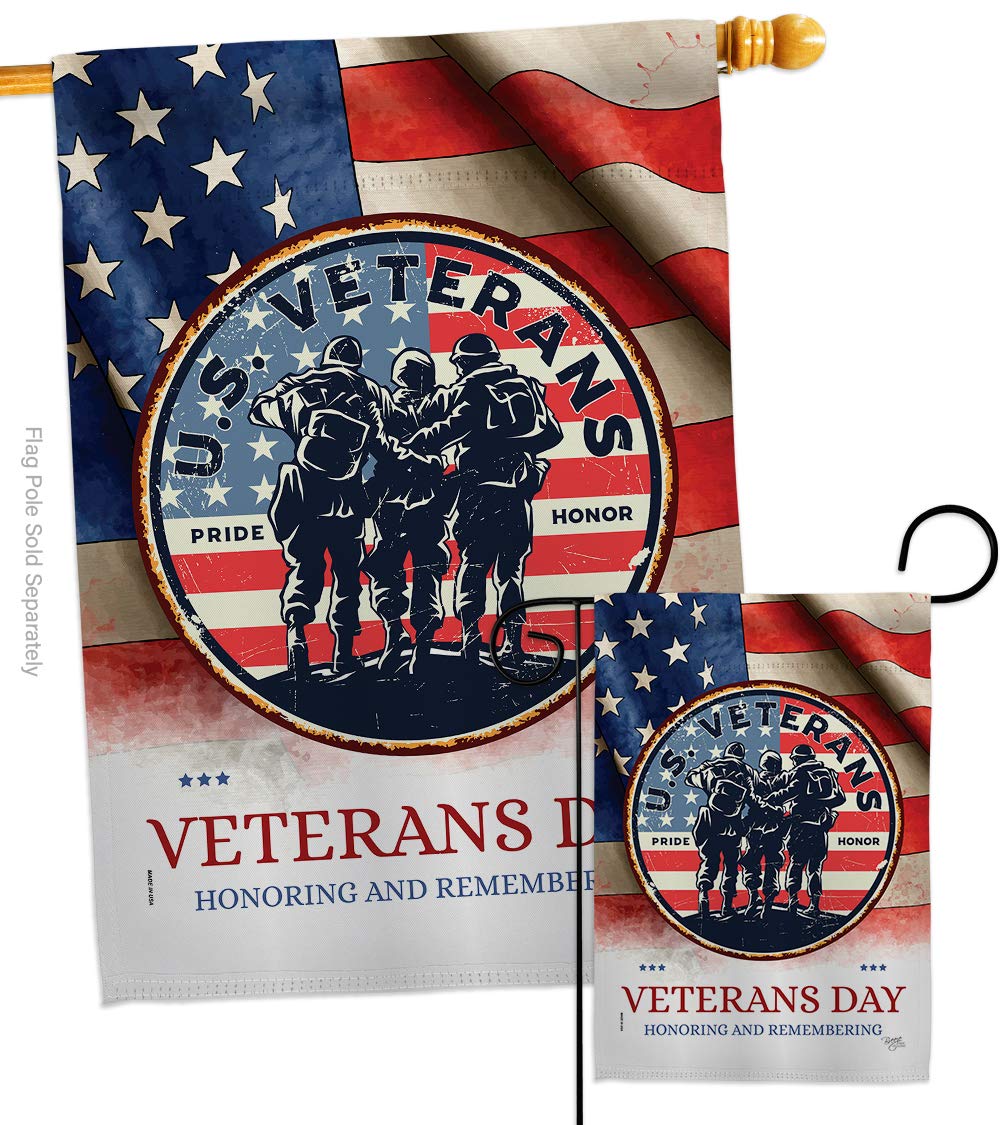 Veterans Day Garden Flags Set - Double-Sided 28x40 Inch US Military Yard Banner for Army, Navy, Air Force, Marines & Coast Guard - Patriotic Outdoor Decoration to Honor American Veterans - Made in USA | Perfect for Front Yard, Porch, or Fence Display