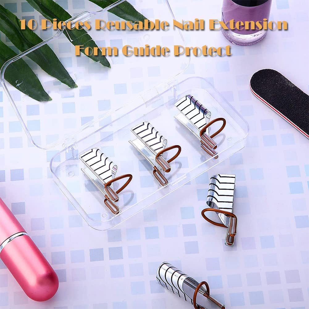 AKOAK 10-Piece Reusable Nail Extension Forms - Acrylic & UV Gel Nail Art Guide Protectors for Salon & Home Use | Perfect for DIY Manicures, Nail Extensions & Professional Nail Art Designs