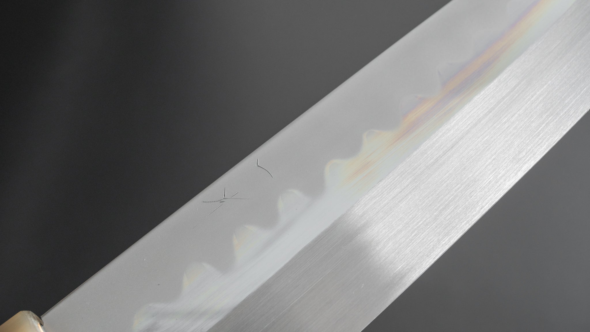 Hitohira Togashi Kyuzo White #1 Hakumon Mizu Honyaki Gyuto 240mm Japanese Chef Knife - Taihei Masur Birch Handle (#047) with Saya - Perfect for Sushi, Sashimi & Precision Cutting
