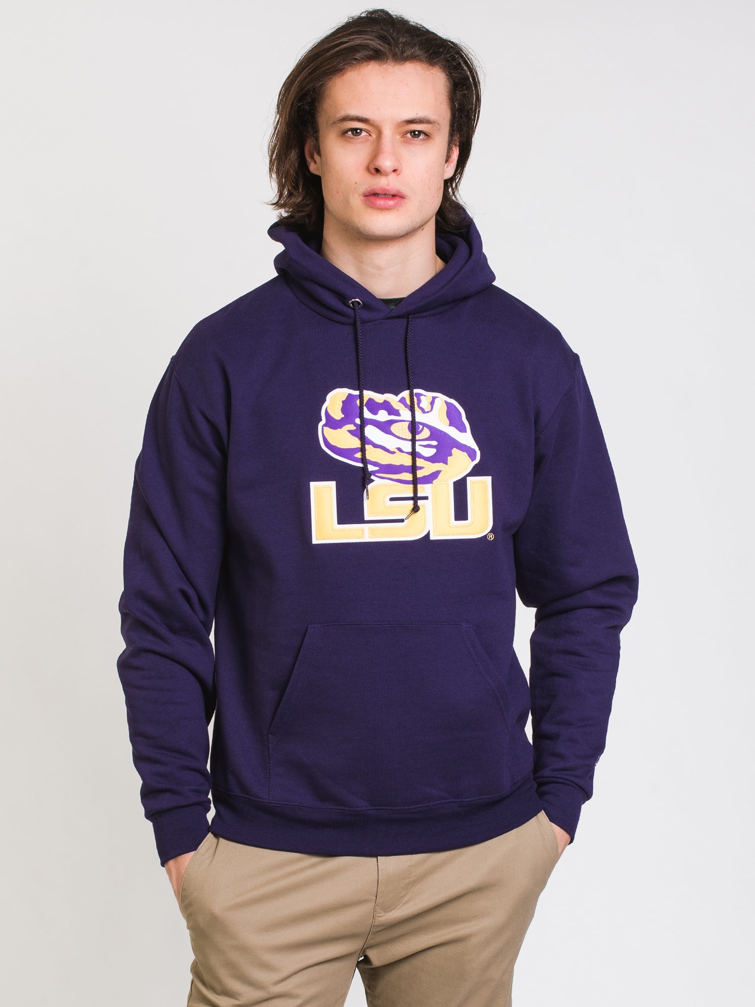 Champion Eco Powerblend LSU University Hoodie - Men's & Women's Pullover Sweatshirt, Soft Fleece Lining, Machine Washable - Perfect for Game Day, Campus Wear & Casual Outfits