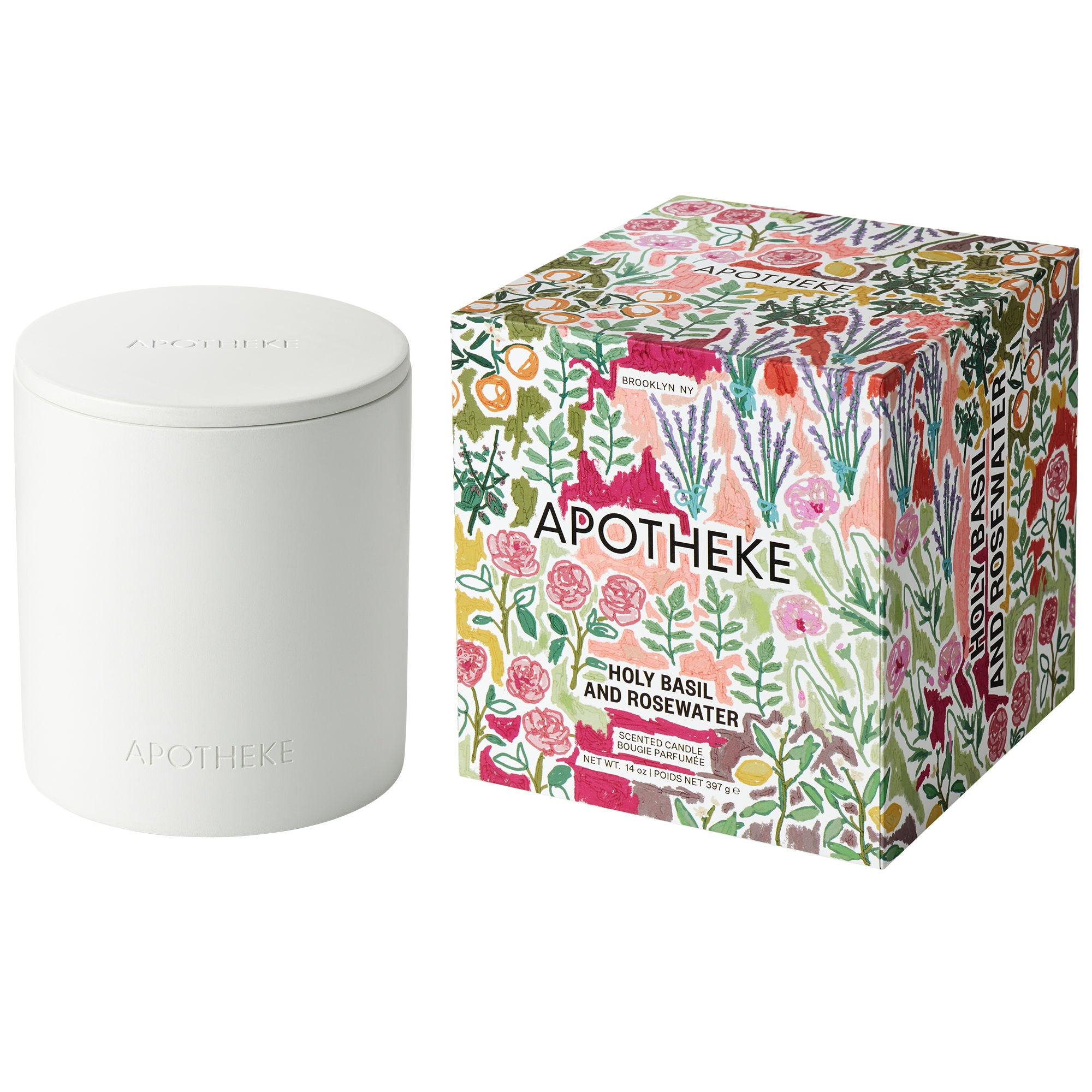 Organic Holy Basil & Rosewater 2-Wick Concrete Candle | Aromatherapy & Home Decor | Perfect for Meditation, Yoga & Relaxation Spaces