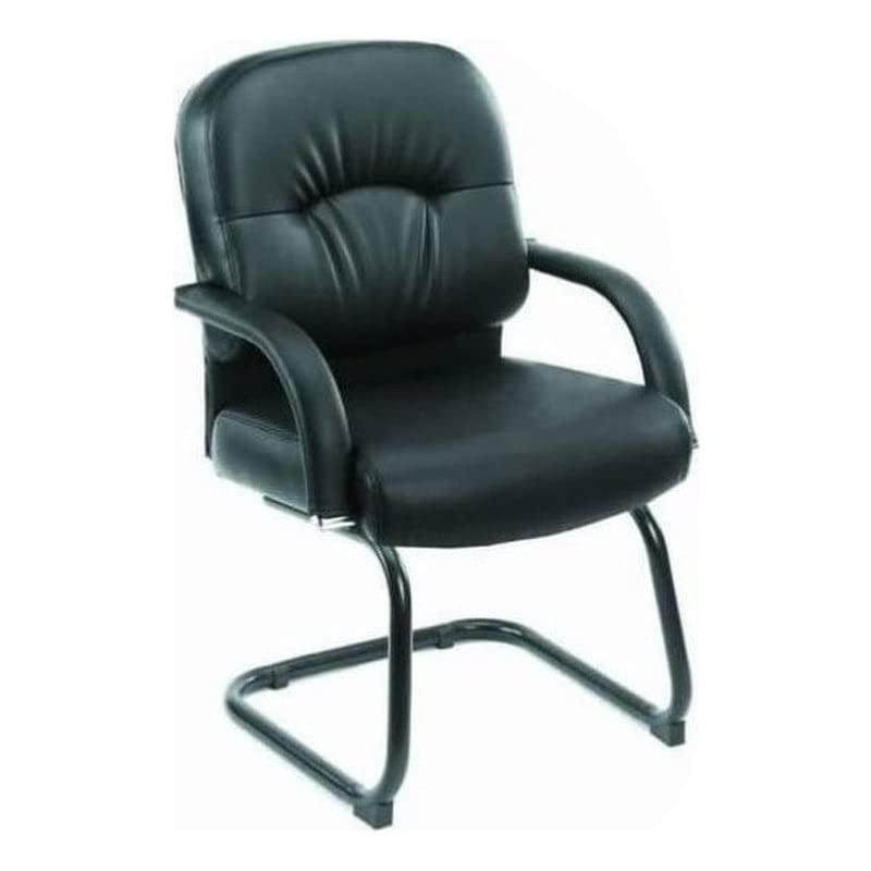 Scranton & Co Black Faux Leather Guest Chair with Cantilever Base - Perfect for Office, Reception & Waiting Areas