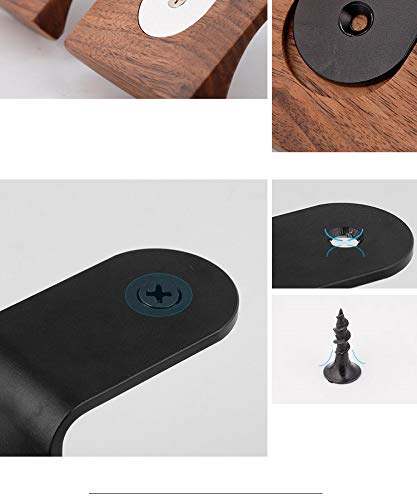 Walnut Wood Wall Mount Headphone Hanger Stand - Under Desk Headset Hook Holder for Audio, Studio & Gaming Headphones - Perfect for Home Office, Gaming Setup & Music Studio Organization