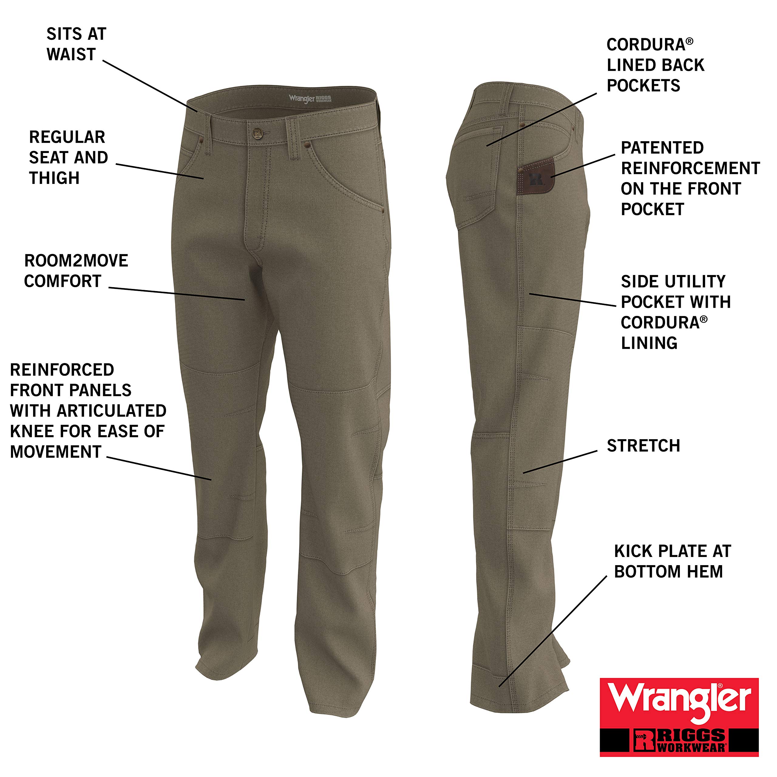 Wrangler Men's Straight Leg Utility Pants - Durable Work Pants for Construction, Hiking & Outdoor Activities