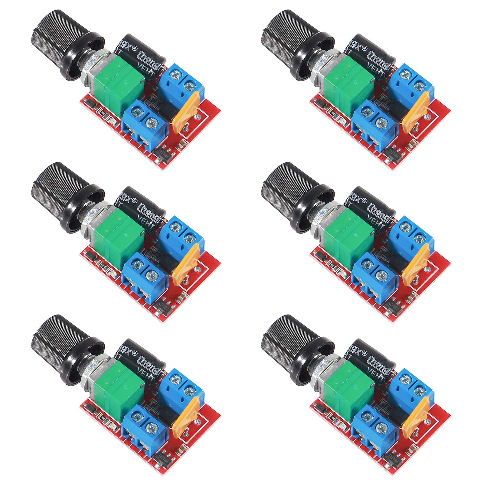 6PCS DC Motor PWM Speed Controller 3V-35V 5A 90W with Adjustable Knob - Mini LED Dimmer for DIY Projects, Robotics, and Model Trains