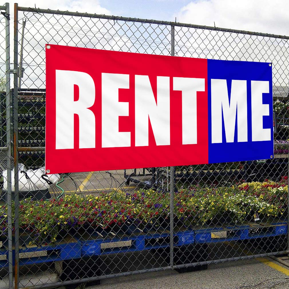 Rent Me Vinyl Banner Sign - 48x96 Inch Custom Business Promotion & Advertising (Multiple Sizes Available) - Heavy Duty with 8 Grommets - Perfect for Storefronts, Events, and Outdoor Marketing Campaigns