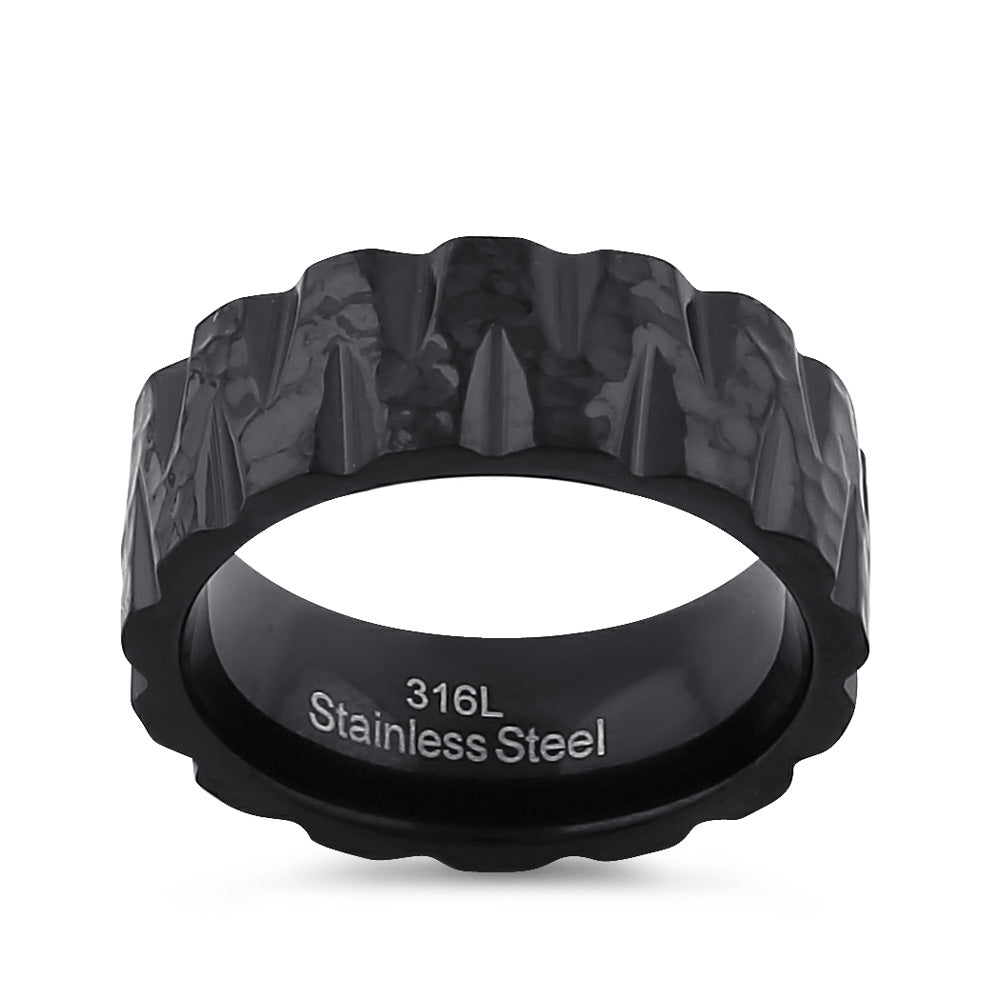Stainless Steel Black Tire Wedding Band Ring for Men - Durable & Stylish Men's Jewelry for Weddings, Anniversaries & Everyday Wear