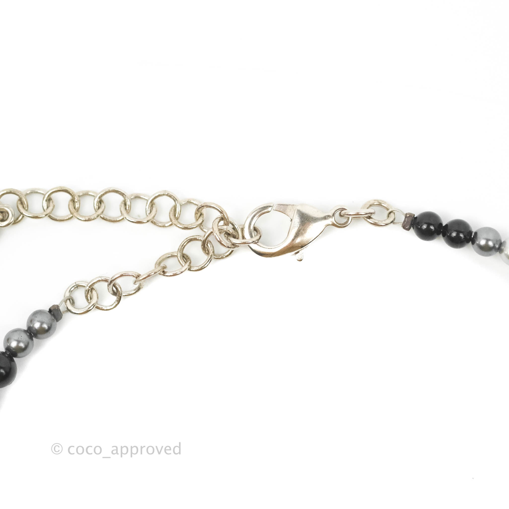 Chanel CC Resin Black Bead Necklace with Silver Tone 14P - Elegant Fashion Jewelry for Women, Perfect for Parties, Weddings & Special Occasions