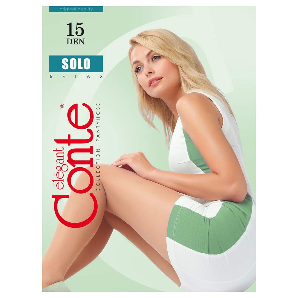 Conte Solo 15 Denier Women's Tights with Reinforced Shorts - Classic Sheer Pantyhose for Everyday Wear (17C-89SP) | Perfect for Office, Casual Outfits & Layering in Cool Weather